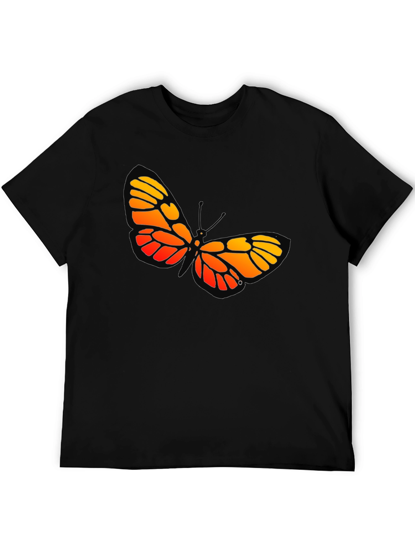 Black Butterfly Graphic Tee - Bold Orange and Yellow Design view 5