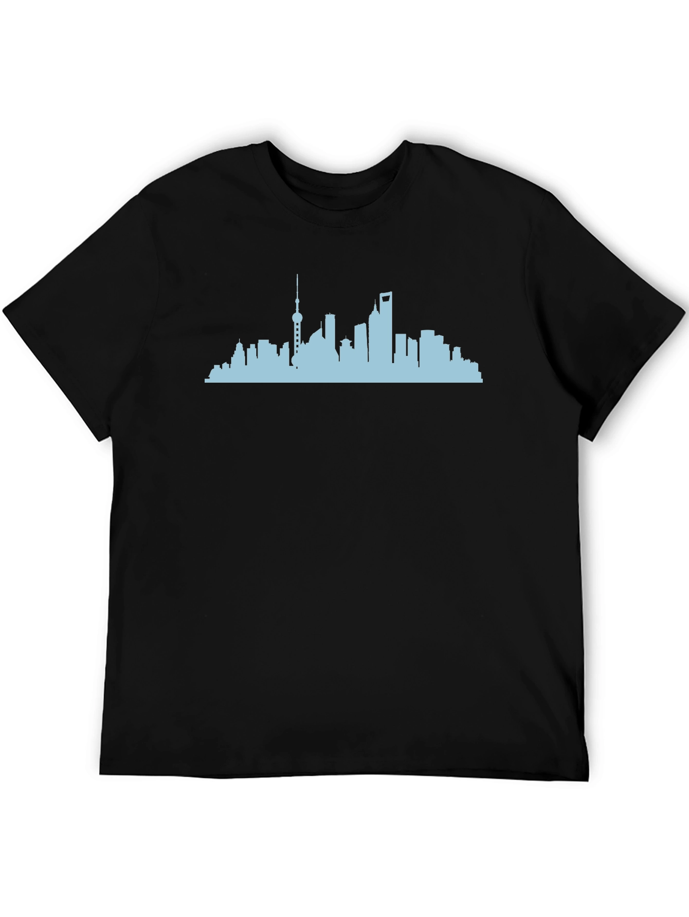 Black Shanghai Skyline Graphic T-Shirt - Black view 5