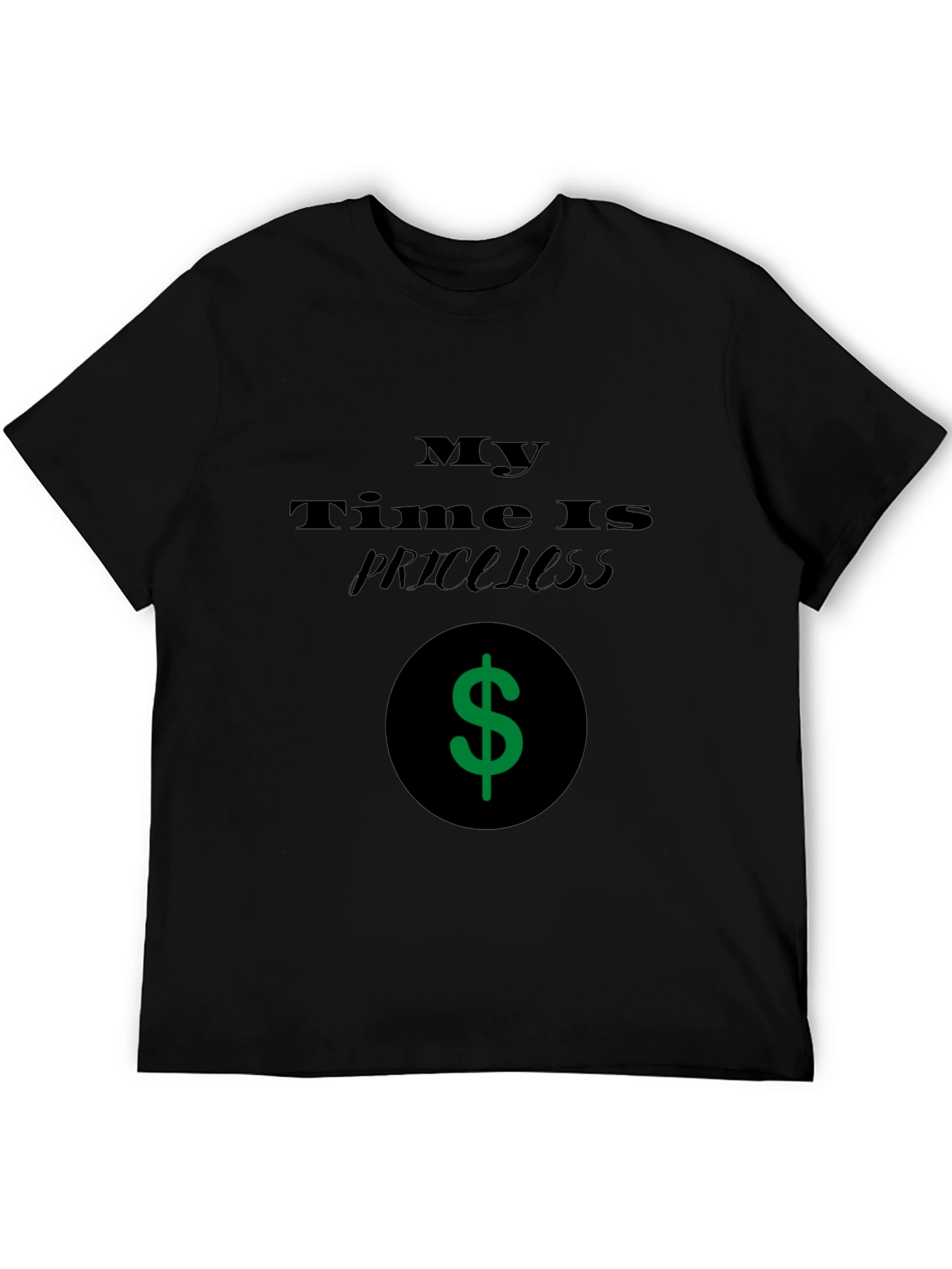 Black Priceless Time Black Graphic T-Shirt view 5