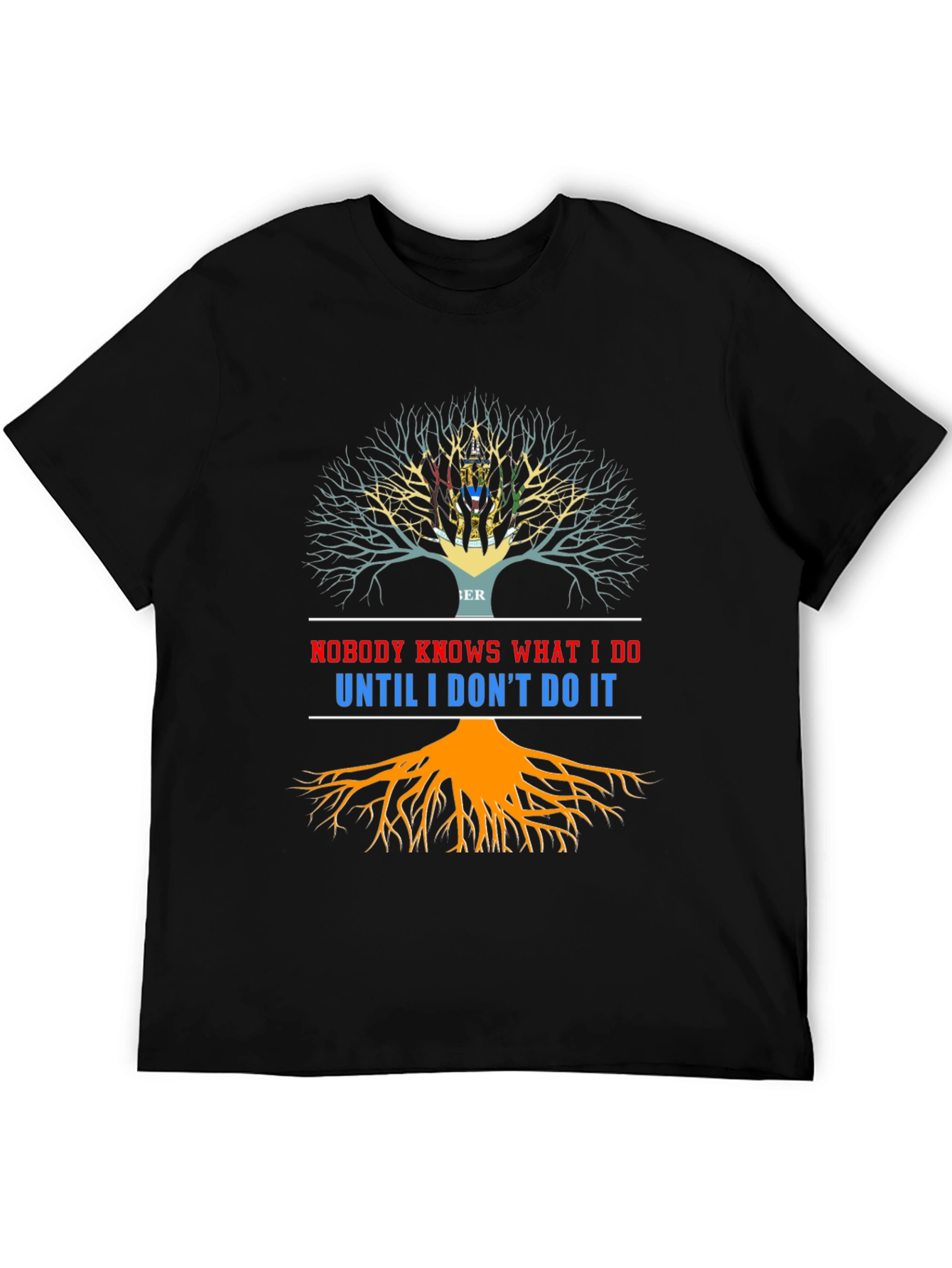 Black Nobody Knows T-Shirt - Unique Tree of Life Design view 5