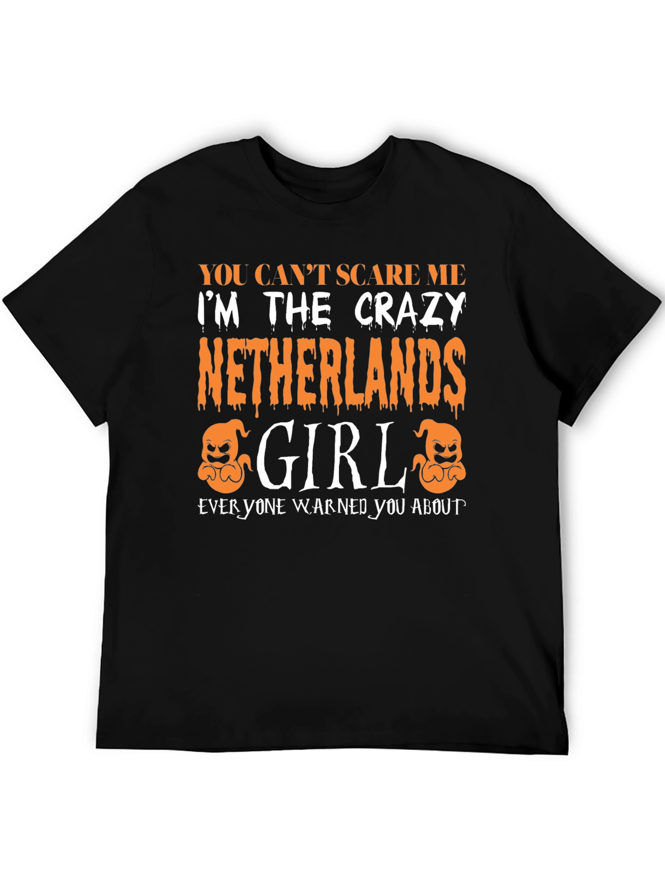 Black Crazy Netherlands Girl Halloween T-Shirt view 5