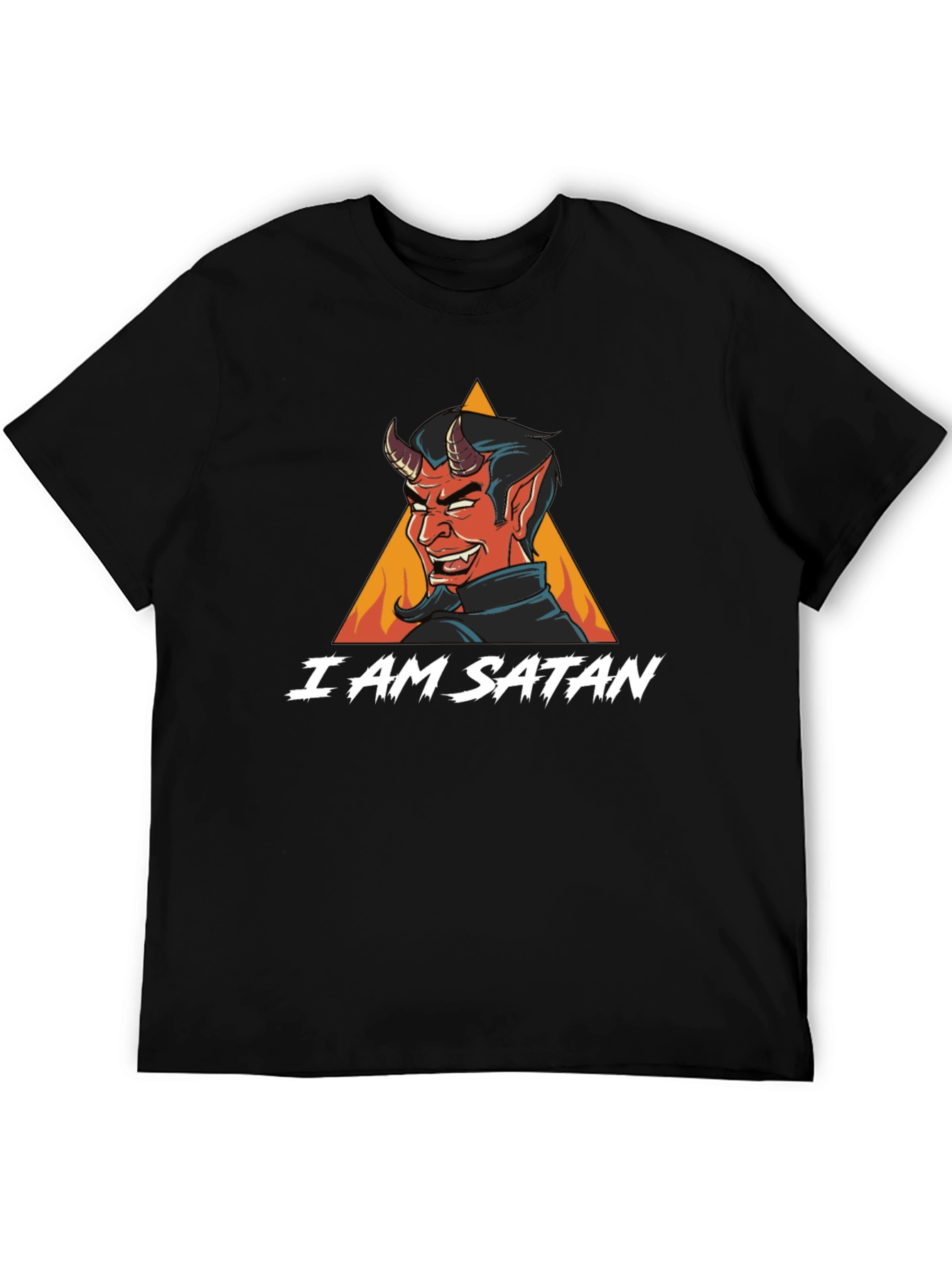 Black I Am Satan Graphic T-Shirt - Cool Devil Design view 5