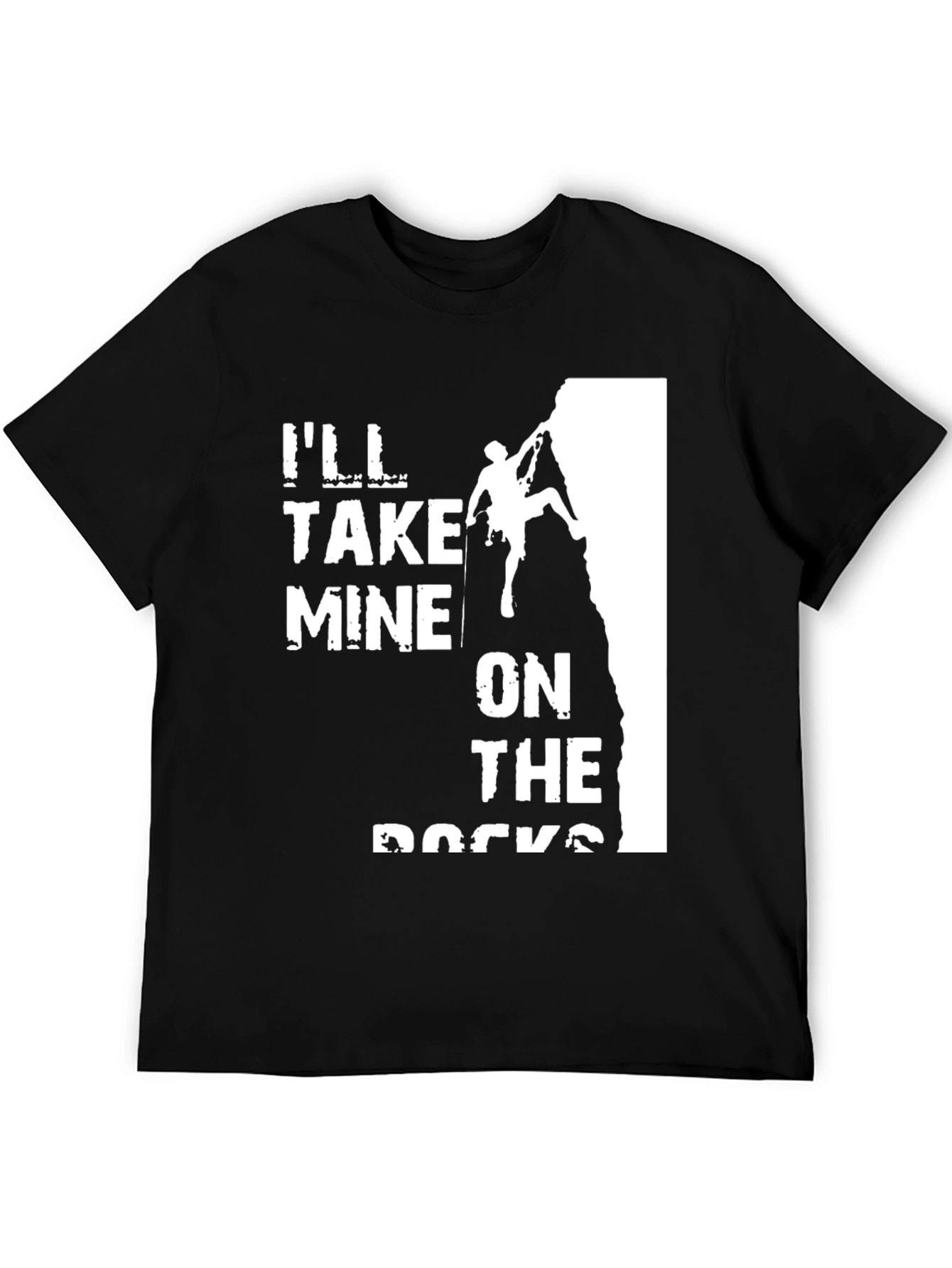 Black Climbing T-Shirt: "I'll Take Mine On The Rocks" - Black view 5