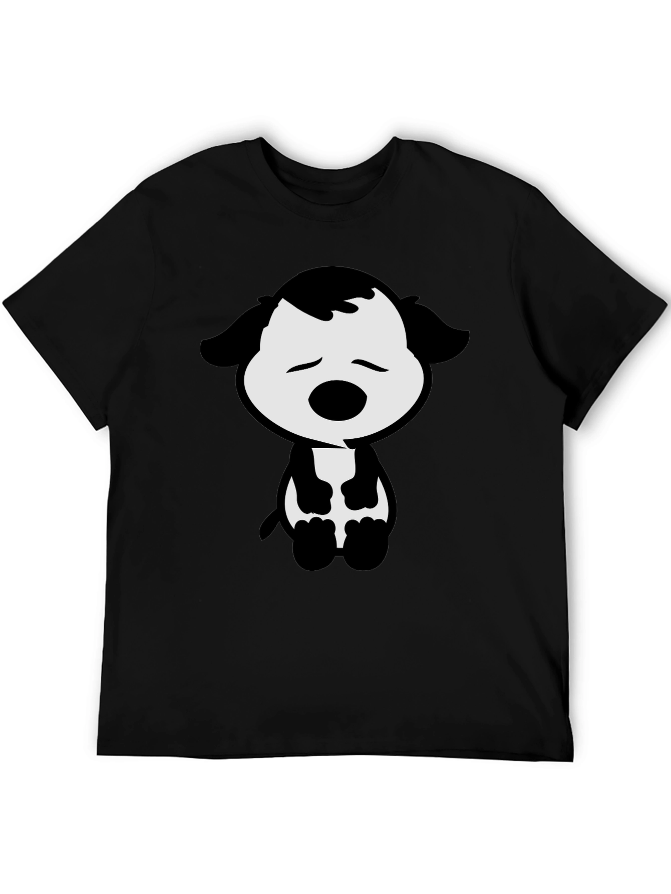 Black Cute Cartoon Dog Graphic Tee - Black T-Shirt view 5