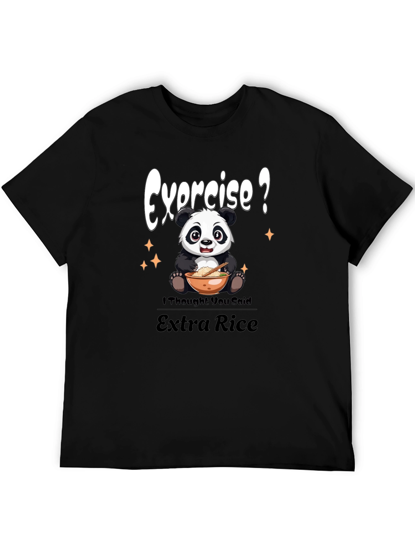 Black Exercise? Panda Extra Rice Graphic Tee view 5