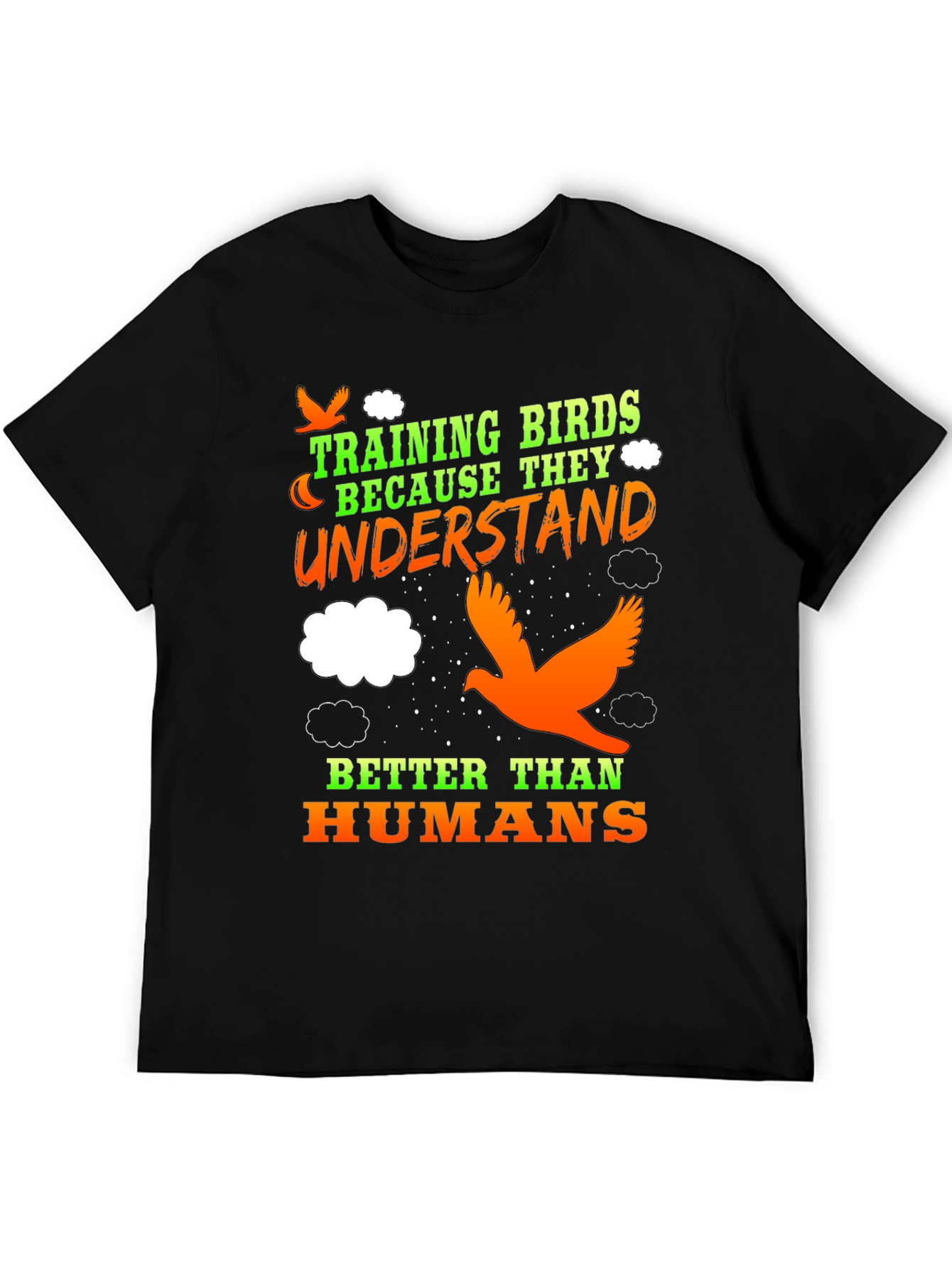 Black Training Birds Funny T-Shirt view 5