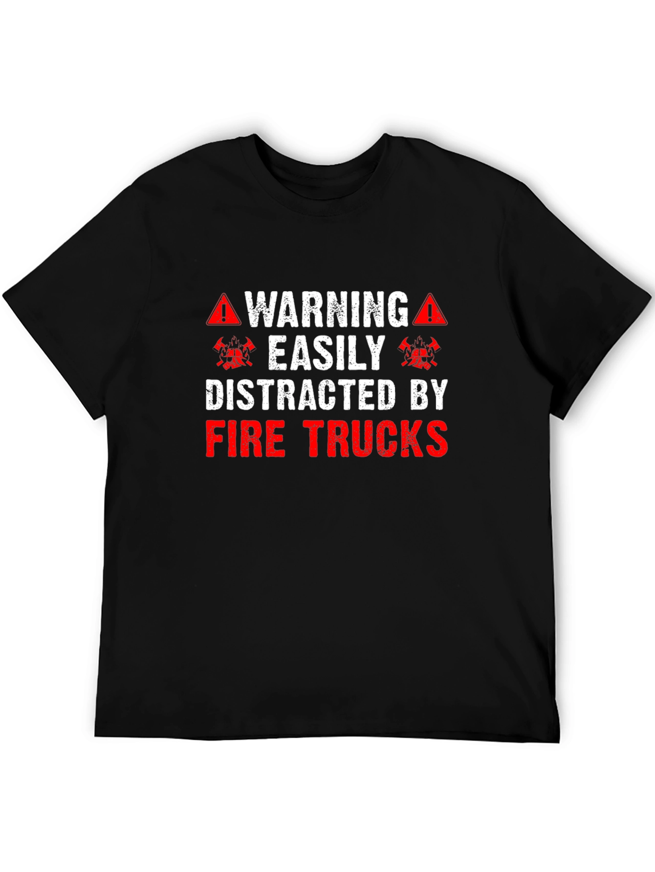 Black Fire Truck Distraction T-Shirt view 5