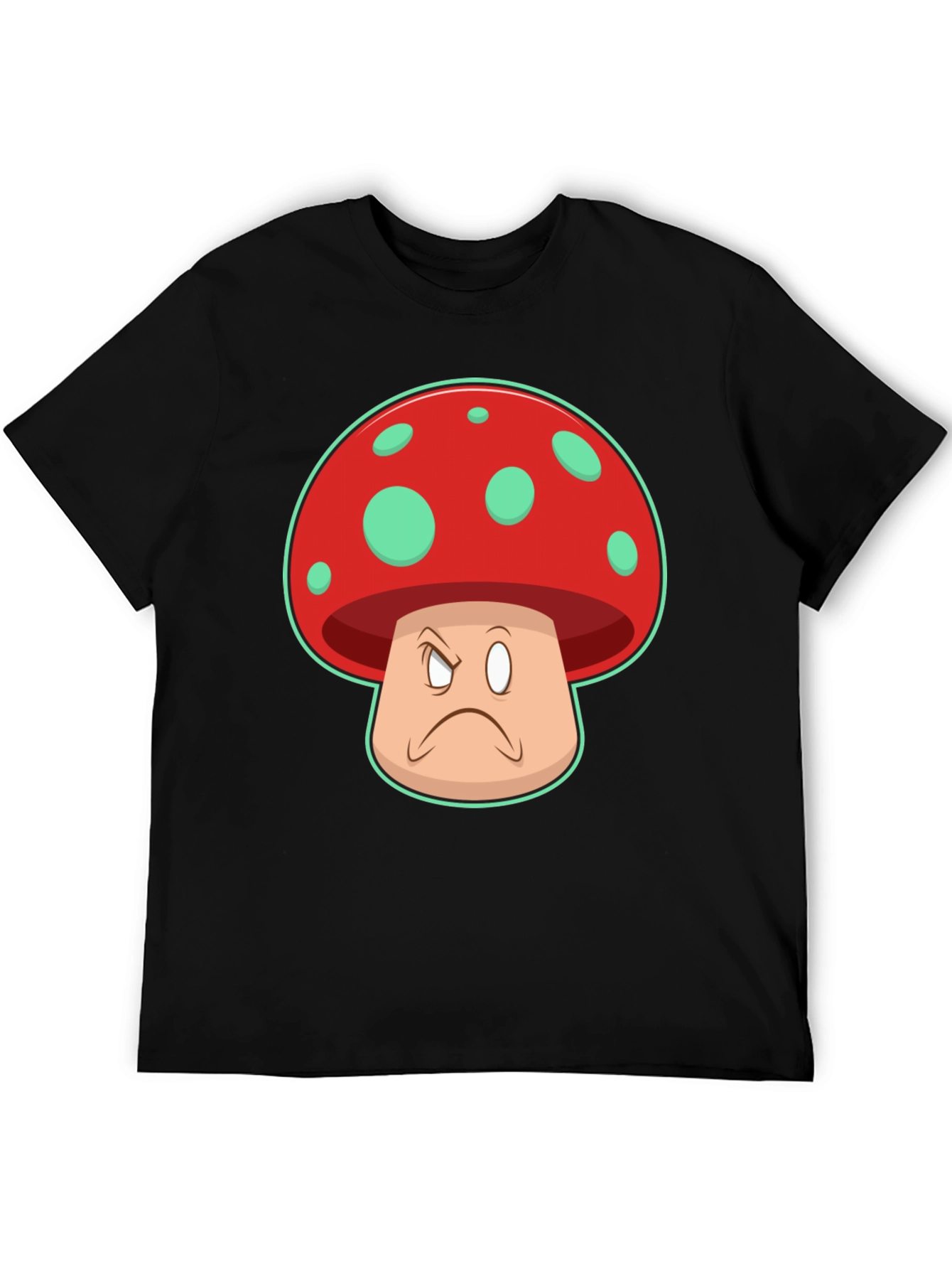 Black Grumpy Mushroom Graphic T-Shirt - Unisex Cotton Tee view 5