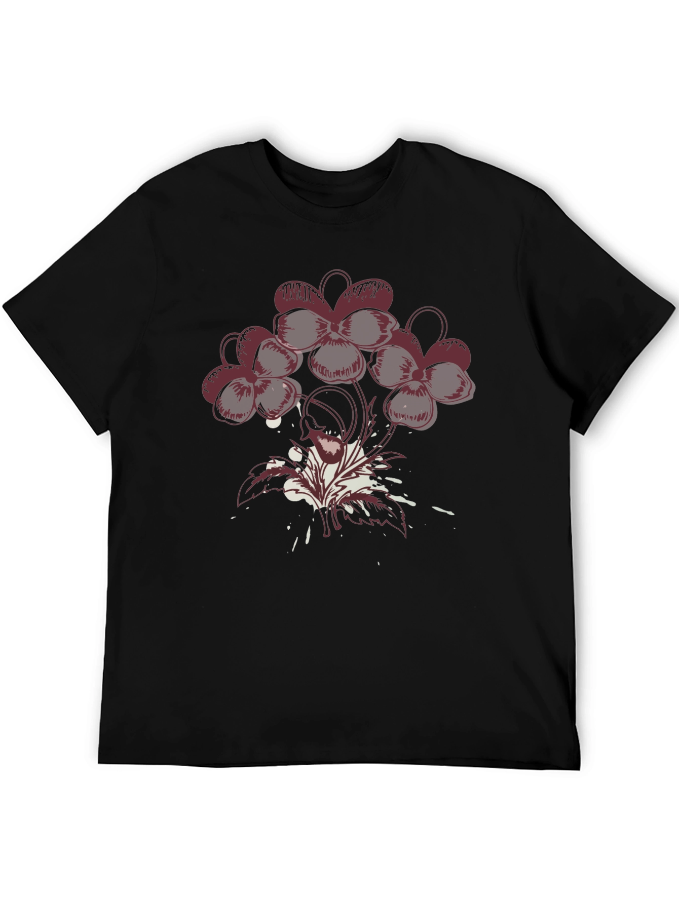Black Floral Graphic T-Shirt - Modern Art Tee view 5