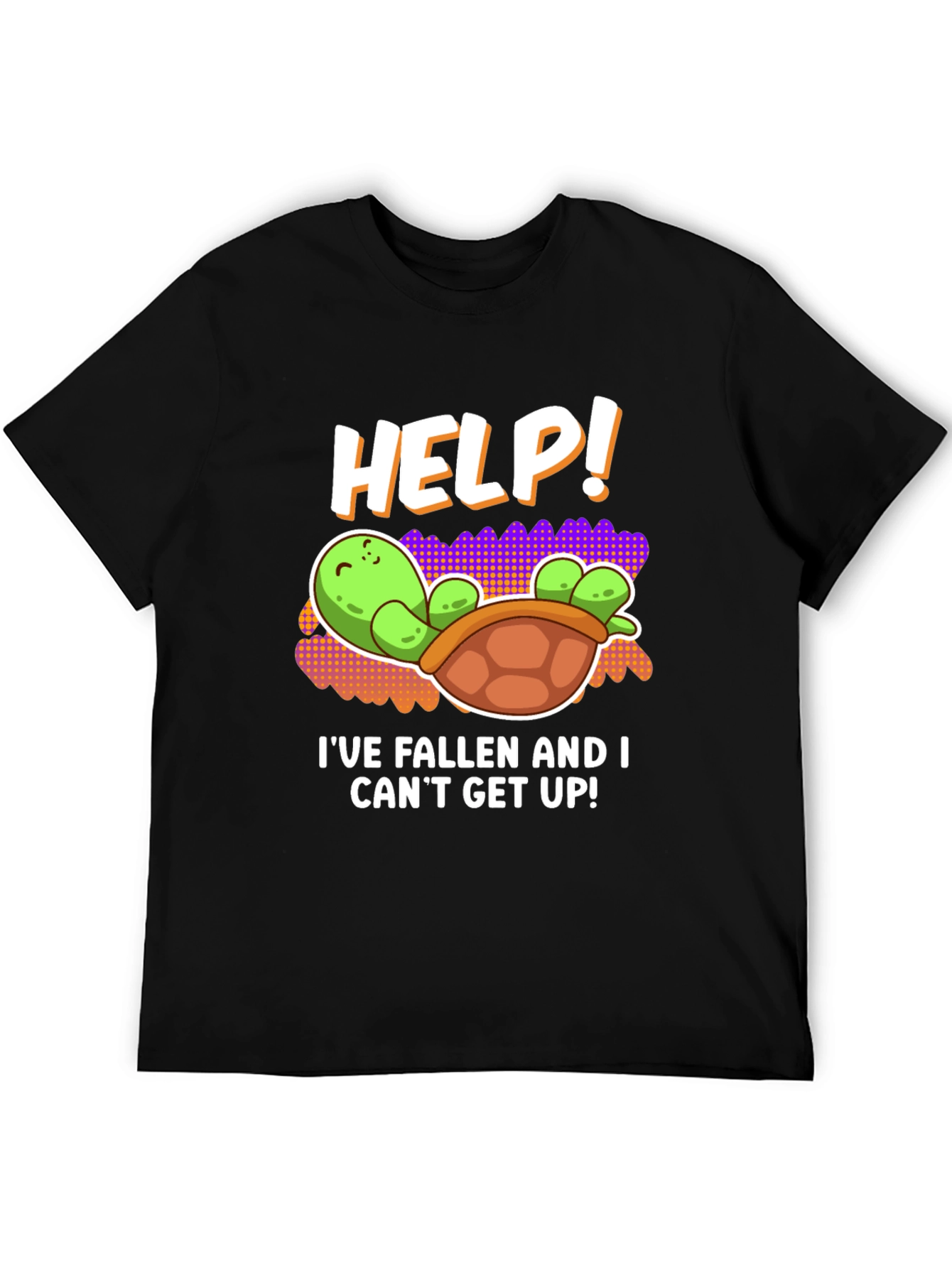 Black Help! Turtle Tee - I've Fallen Humor T-Shirt view 5