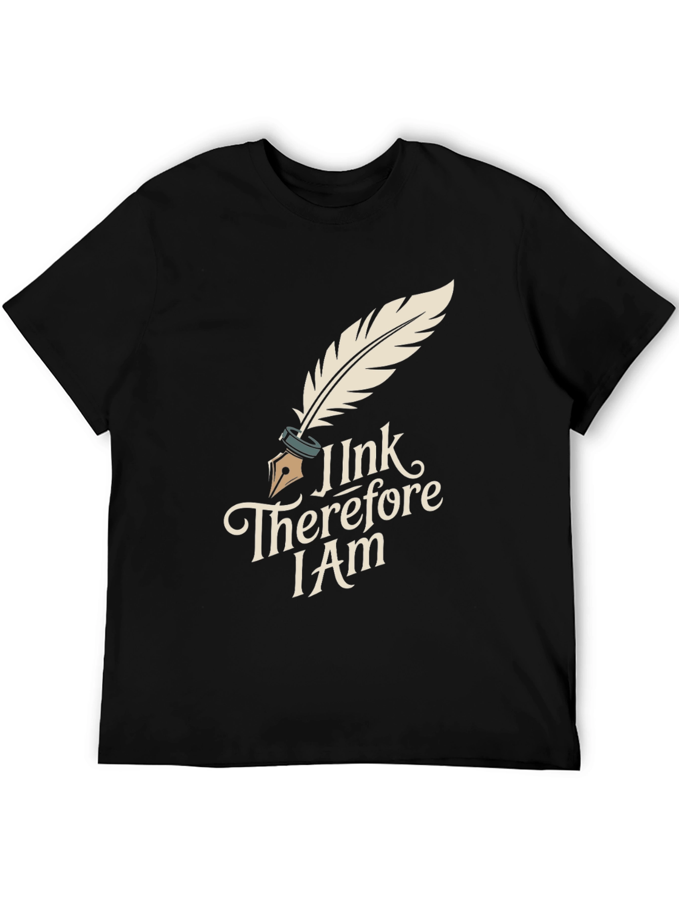 Black I Ink Therefore I Am Black T-Shirt view 5