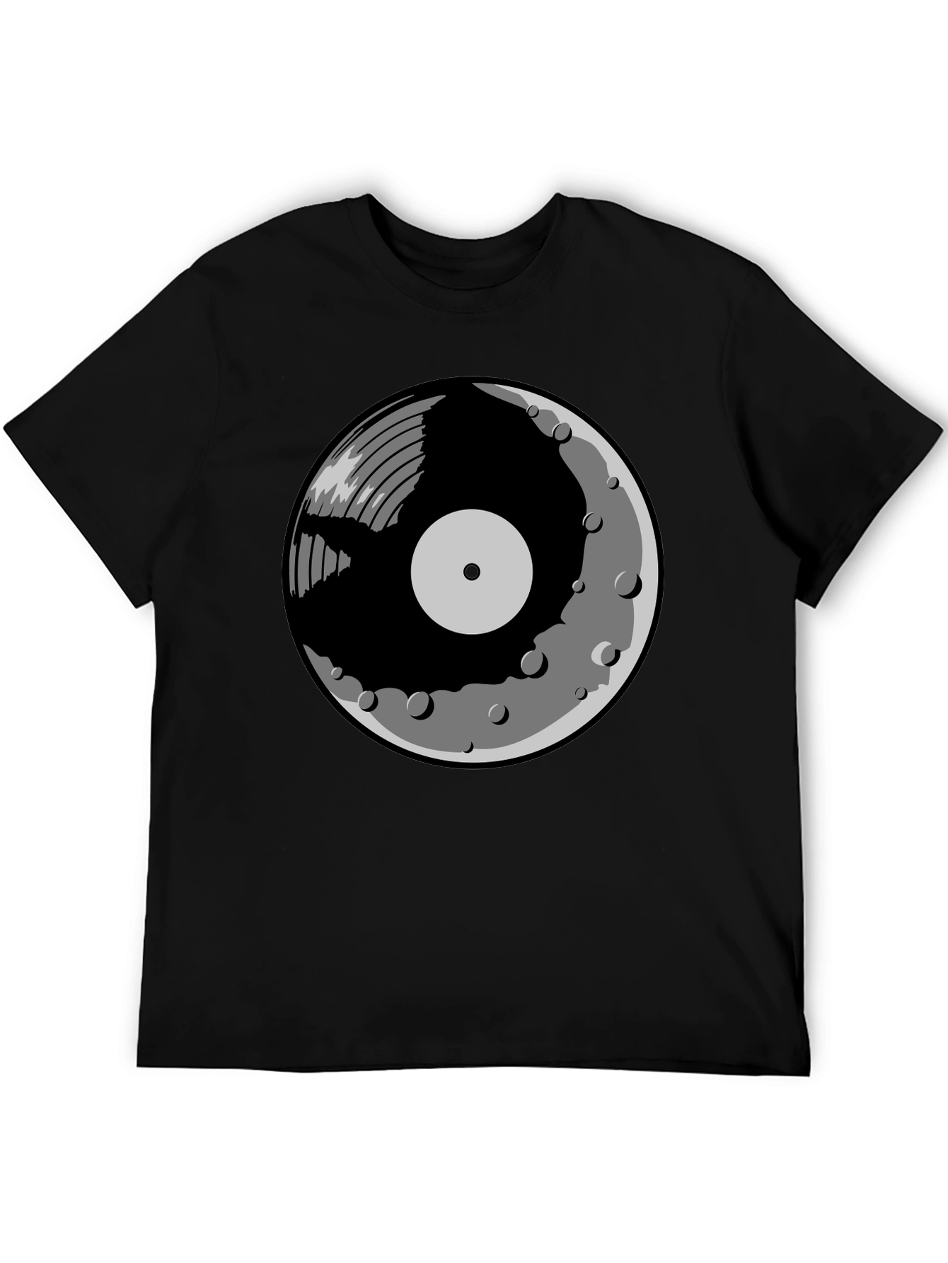 Black Vinyl Moon Graphic Tee - Music Lover Shirt view 5