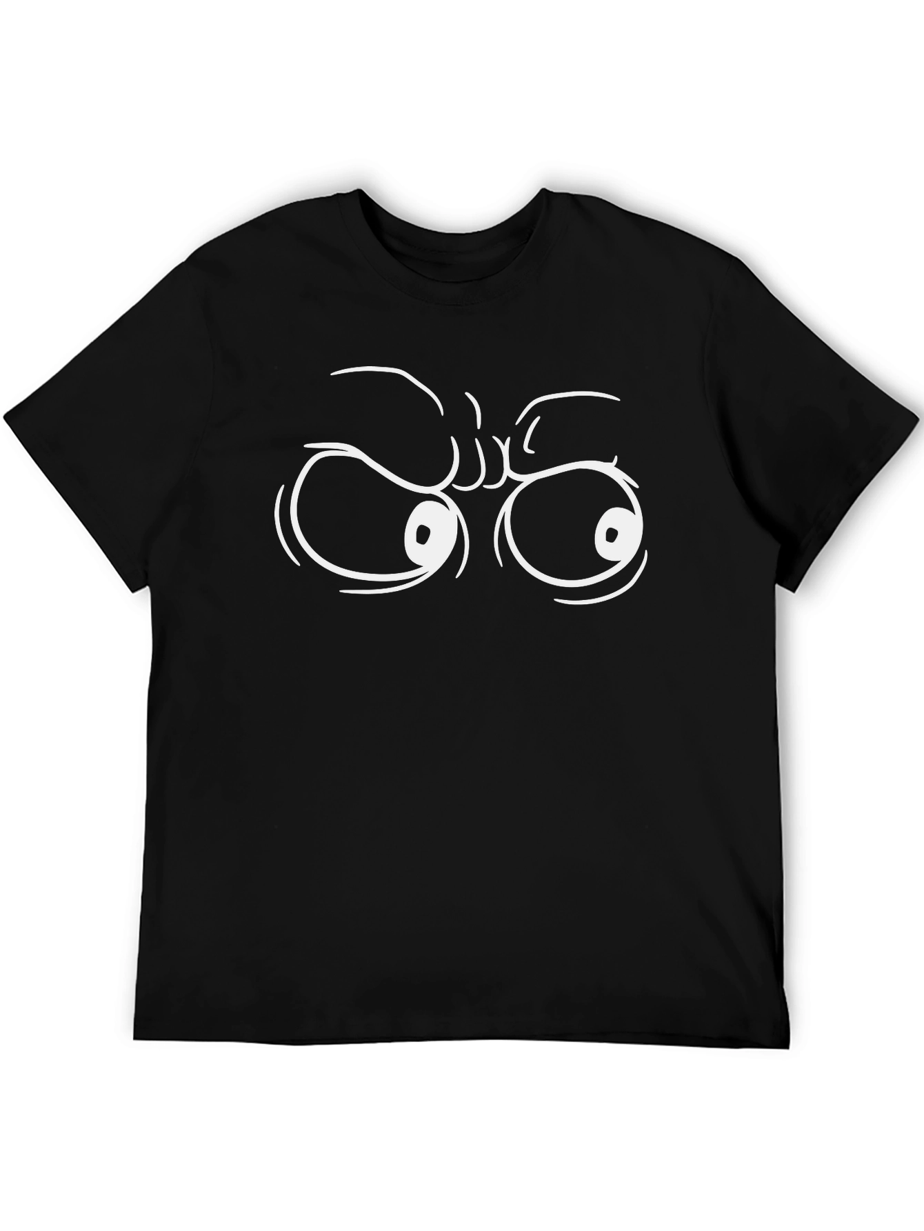 Black Funny Cartoon Eyes Graphic Black T-Shirt view 5