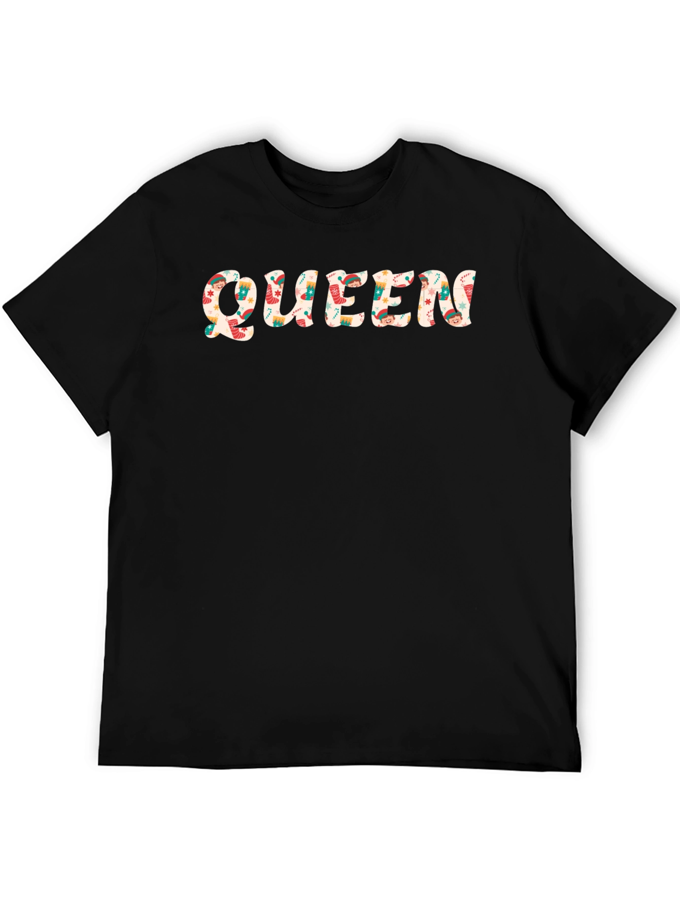 Black Festive "Queen" Graphic Tee - Holiday Season Style! view 5