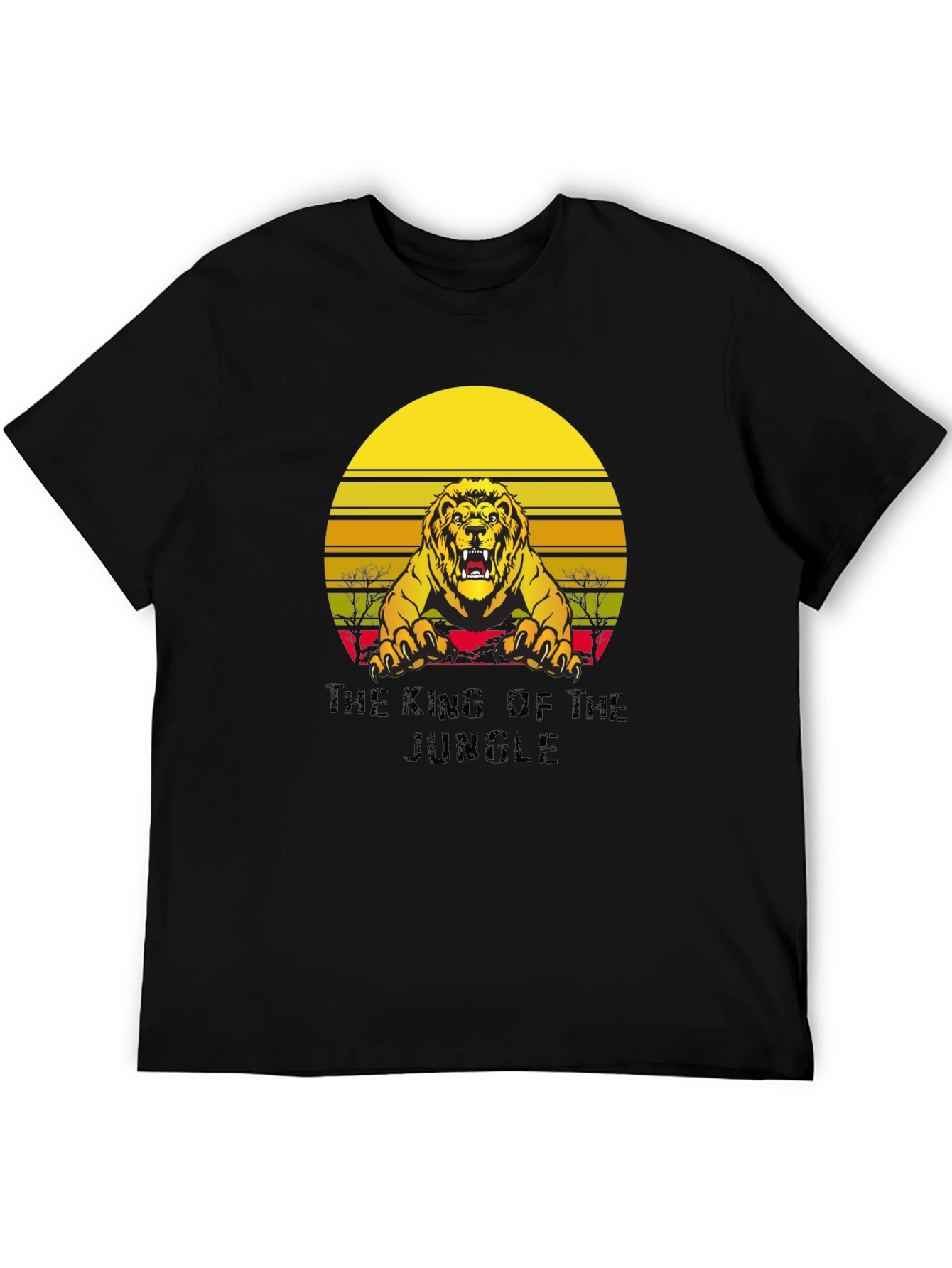 Black King of the Jungle Lion Graphic Tee - Unisex view 5