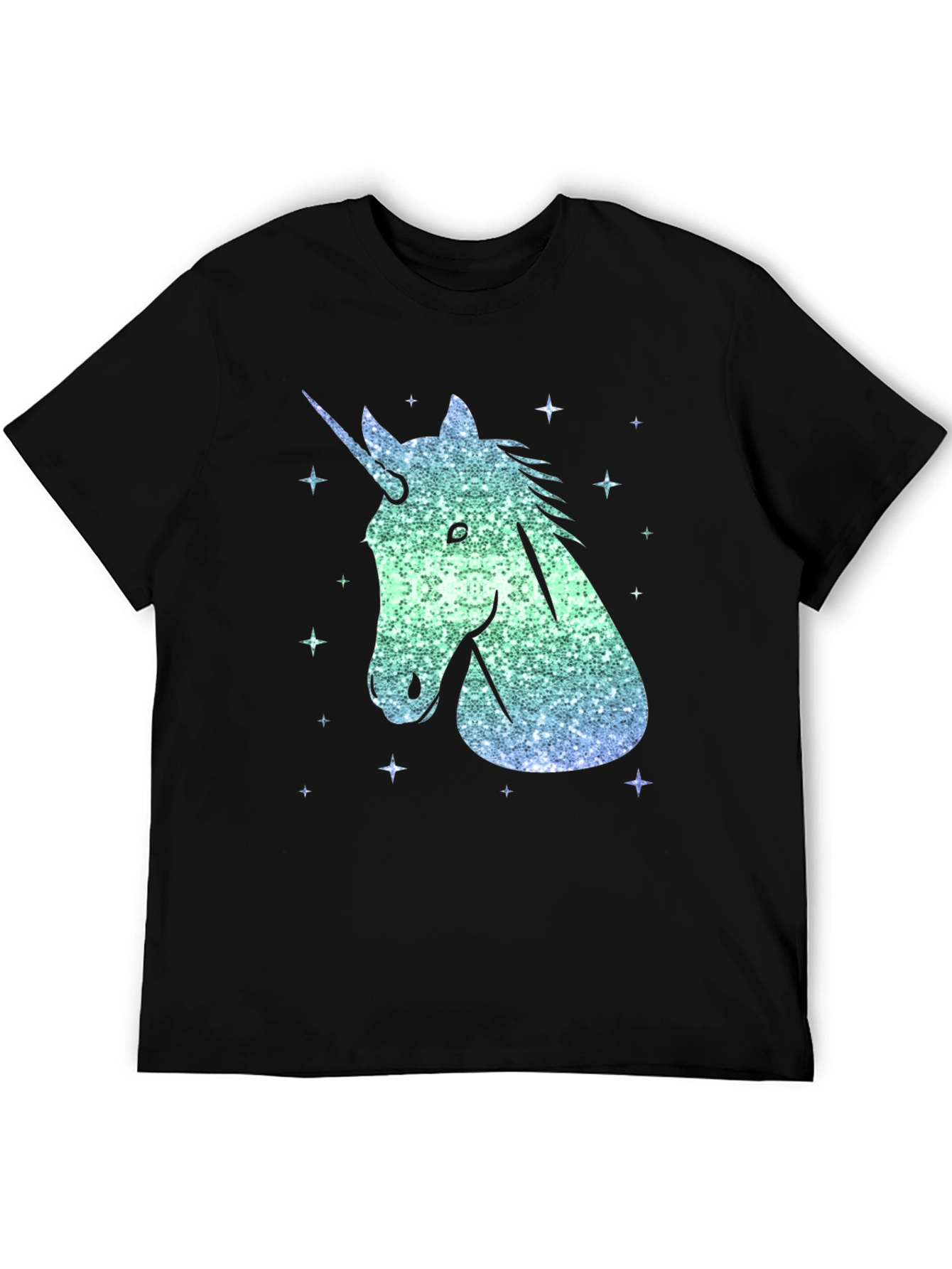 Unicorn Sparkle Graphic Tee - Men's Black T-Shirt - 5