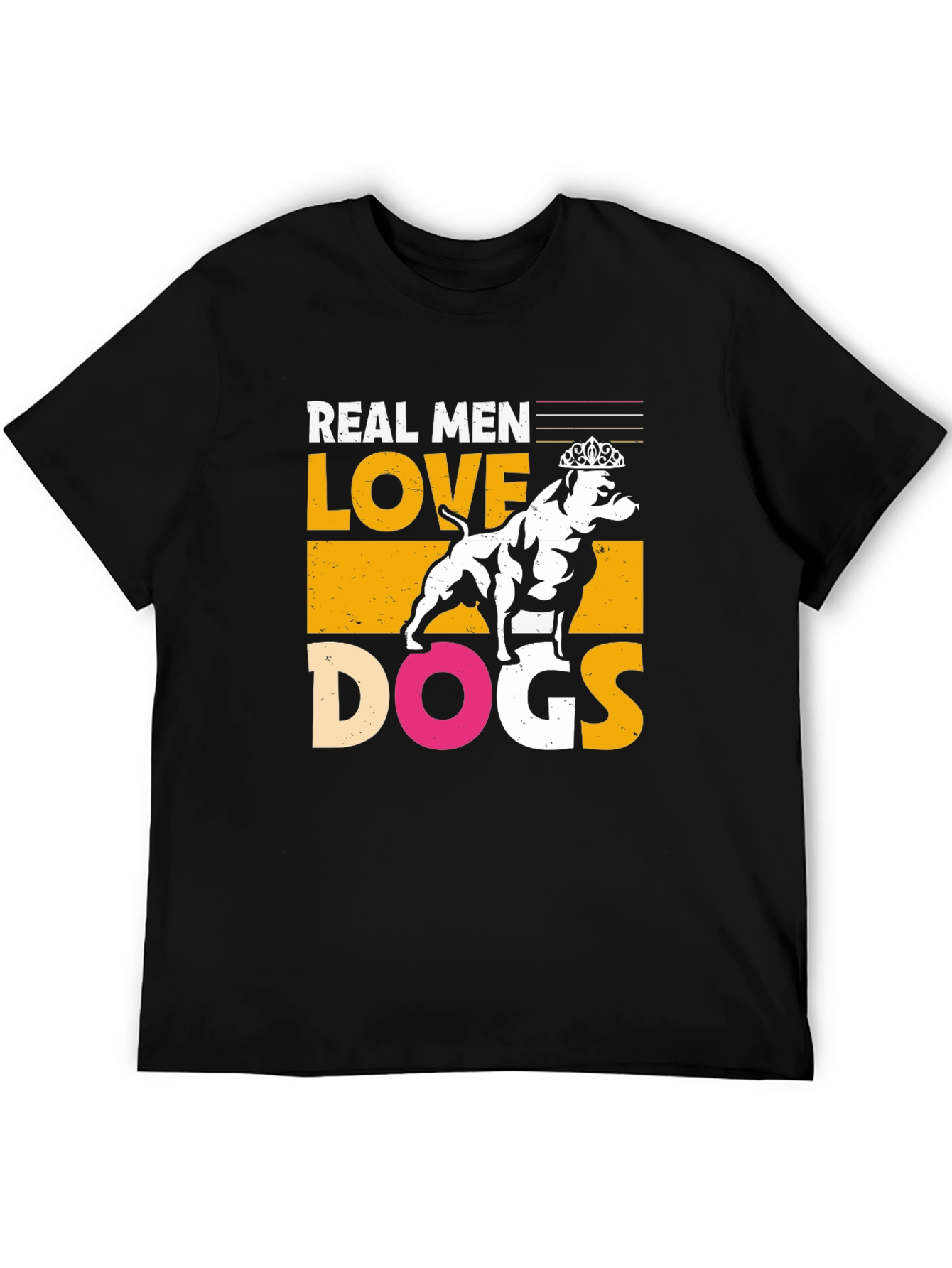 Black Real Men Love Dogs Graphic T-Shirt - Black view 5
