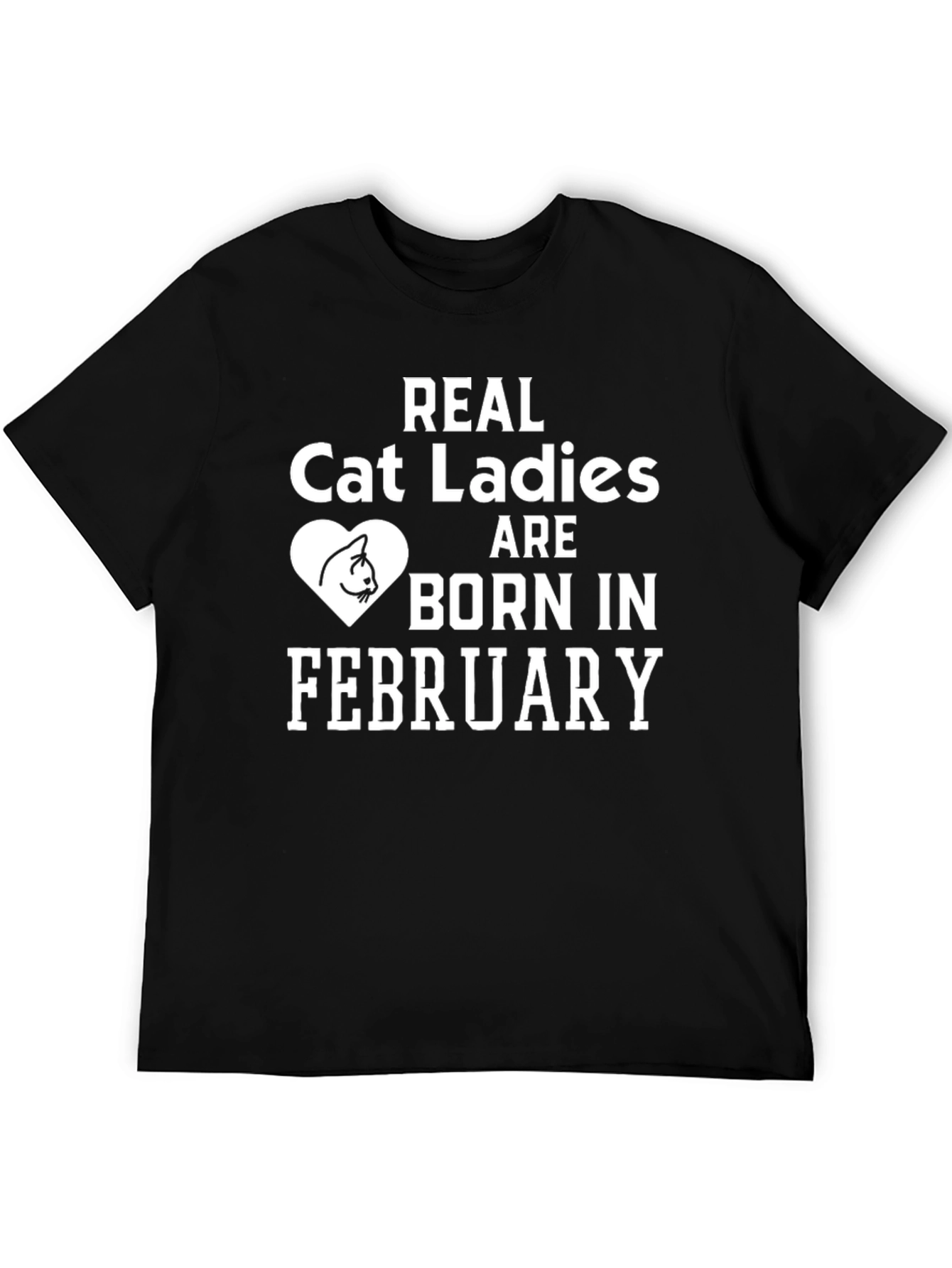 Black Real Cat Ladies Born in February T-Shirt view 5