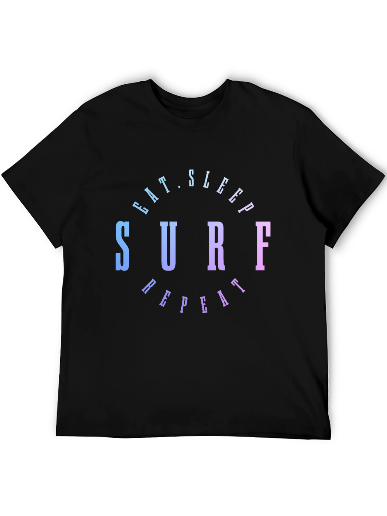 Black Eat Sleep Surf Repeat T-Shirt - Gradient Design view 5