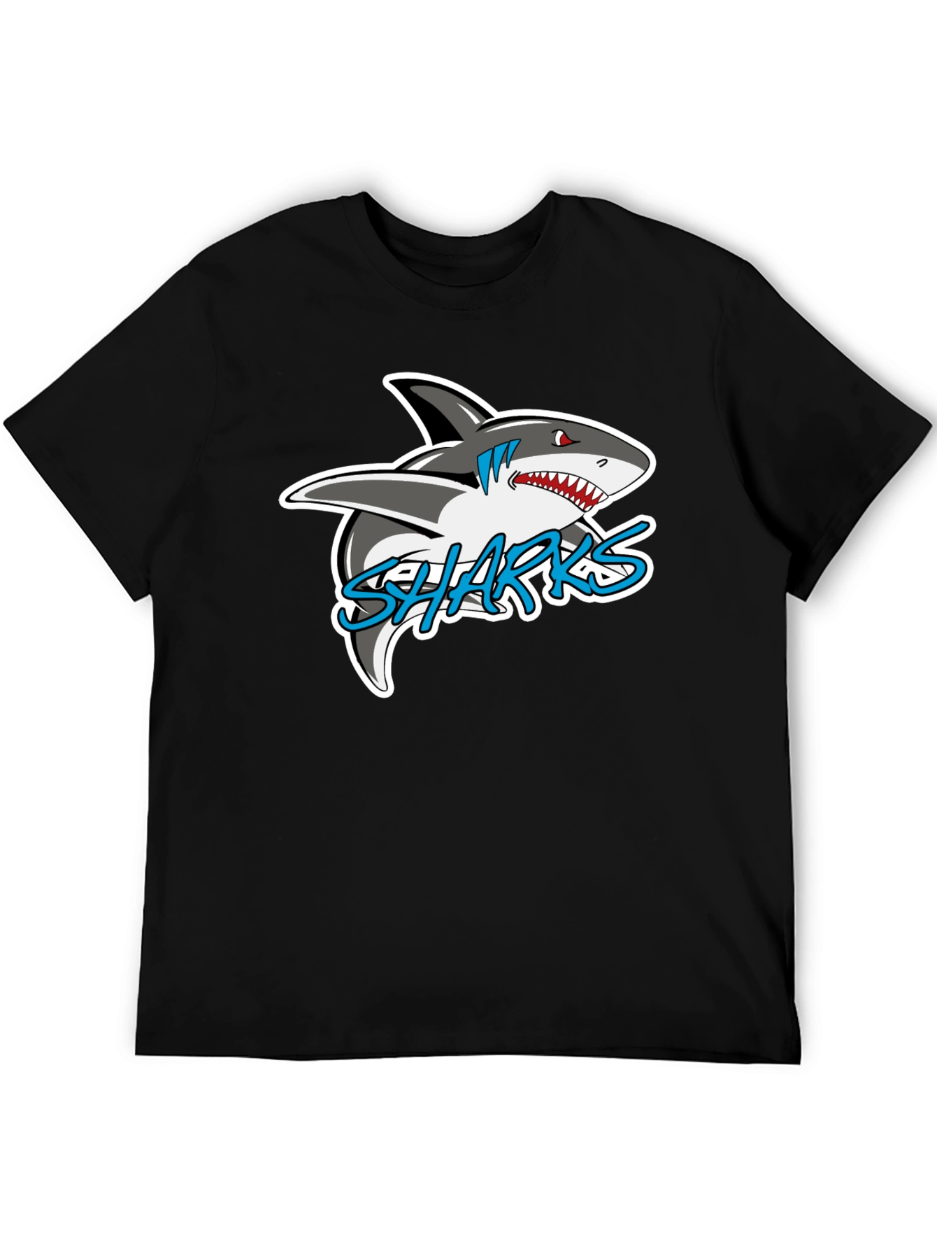 Black Sharks Graphic Black T-Shirt view 5