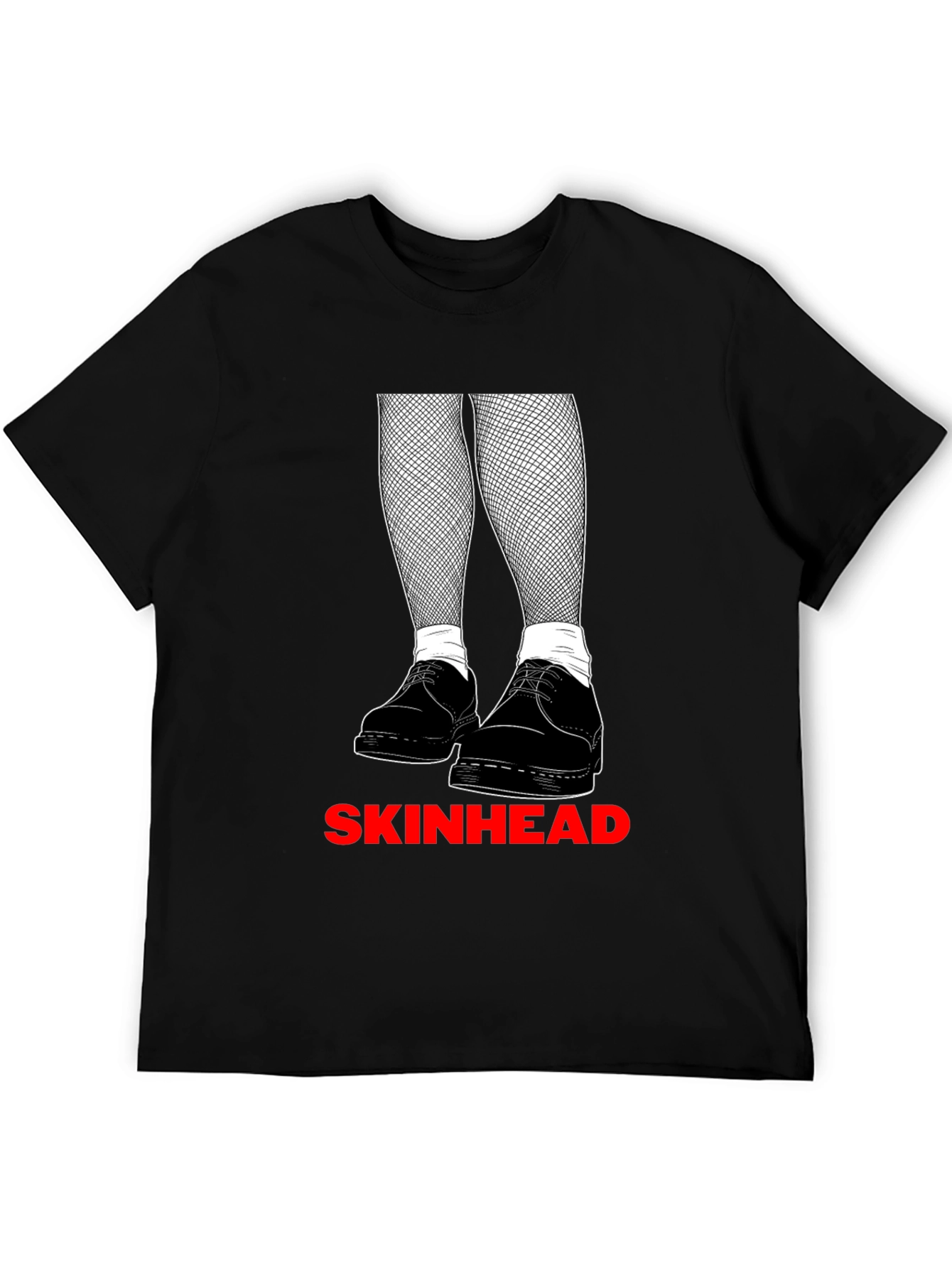 Black Skinhead Graphic Tee - Black Crew Neck T-Shirt view 5