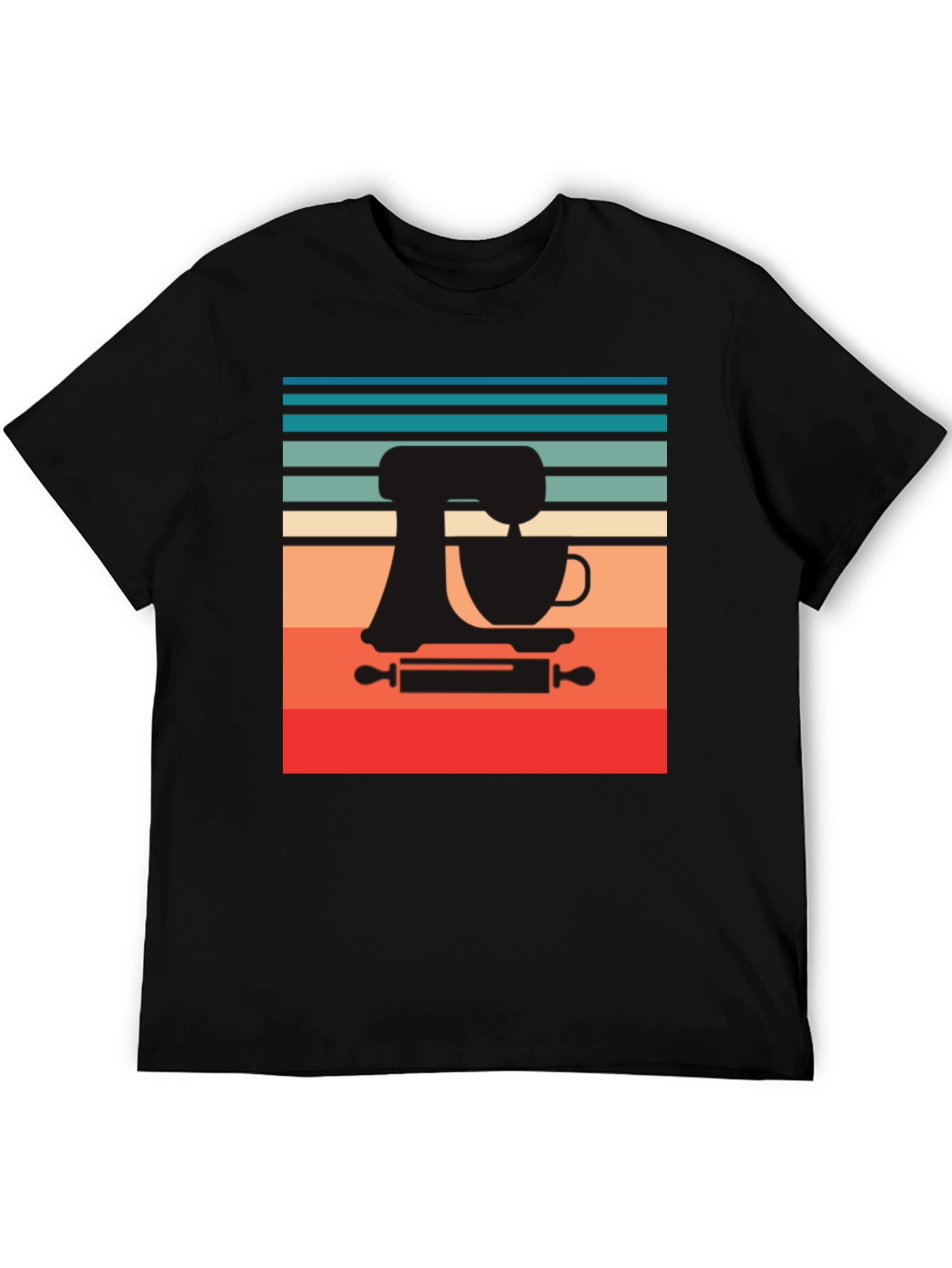 Black Retro Baker T-Shirt - Kitchen Mixer Design view 5