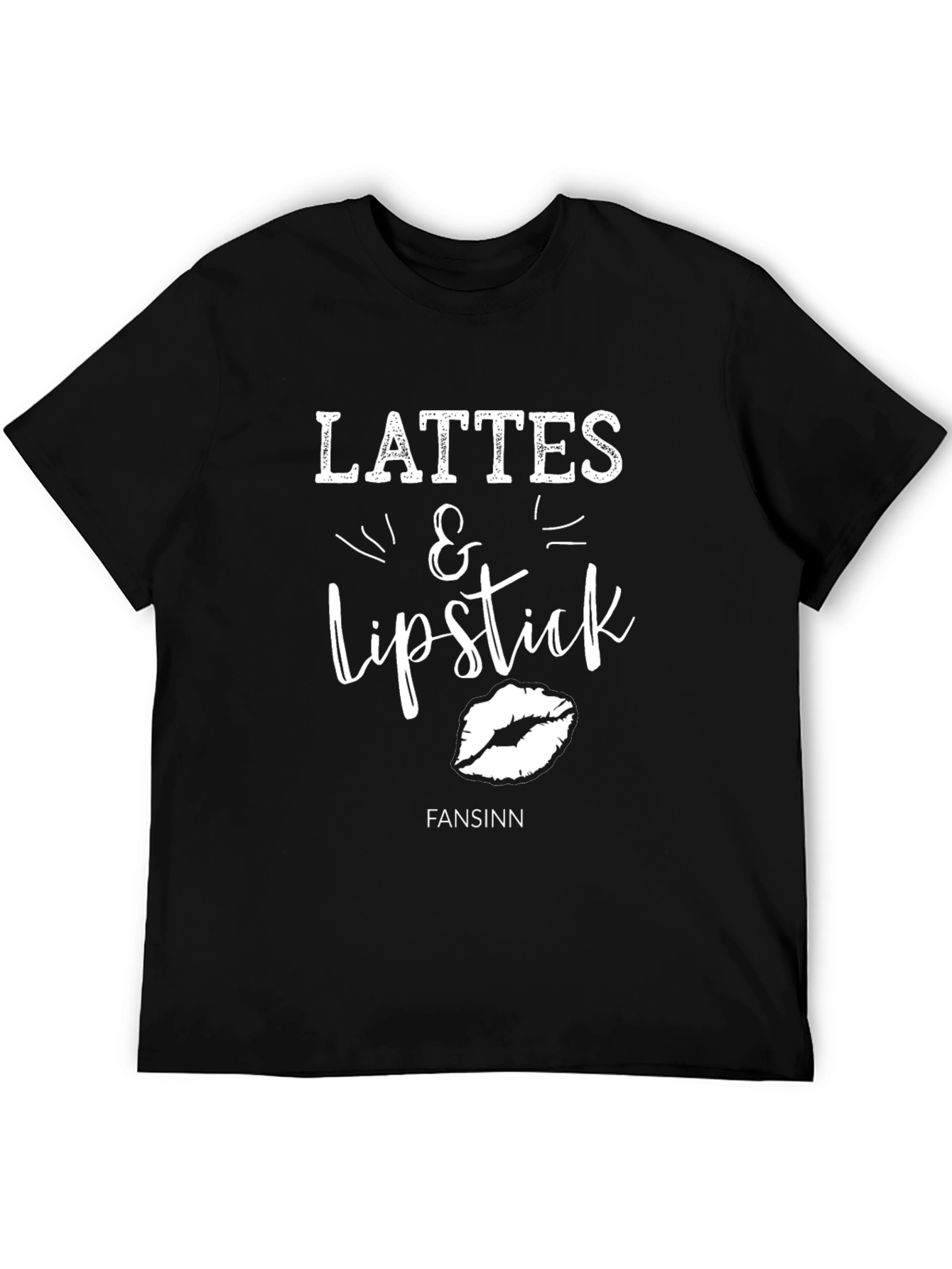 Black Lattes & Lipstick Graphic Tee - Fashionable Women's T-Shirt view 5