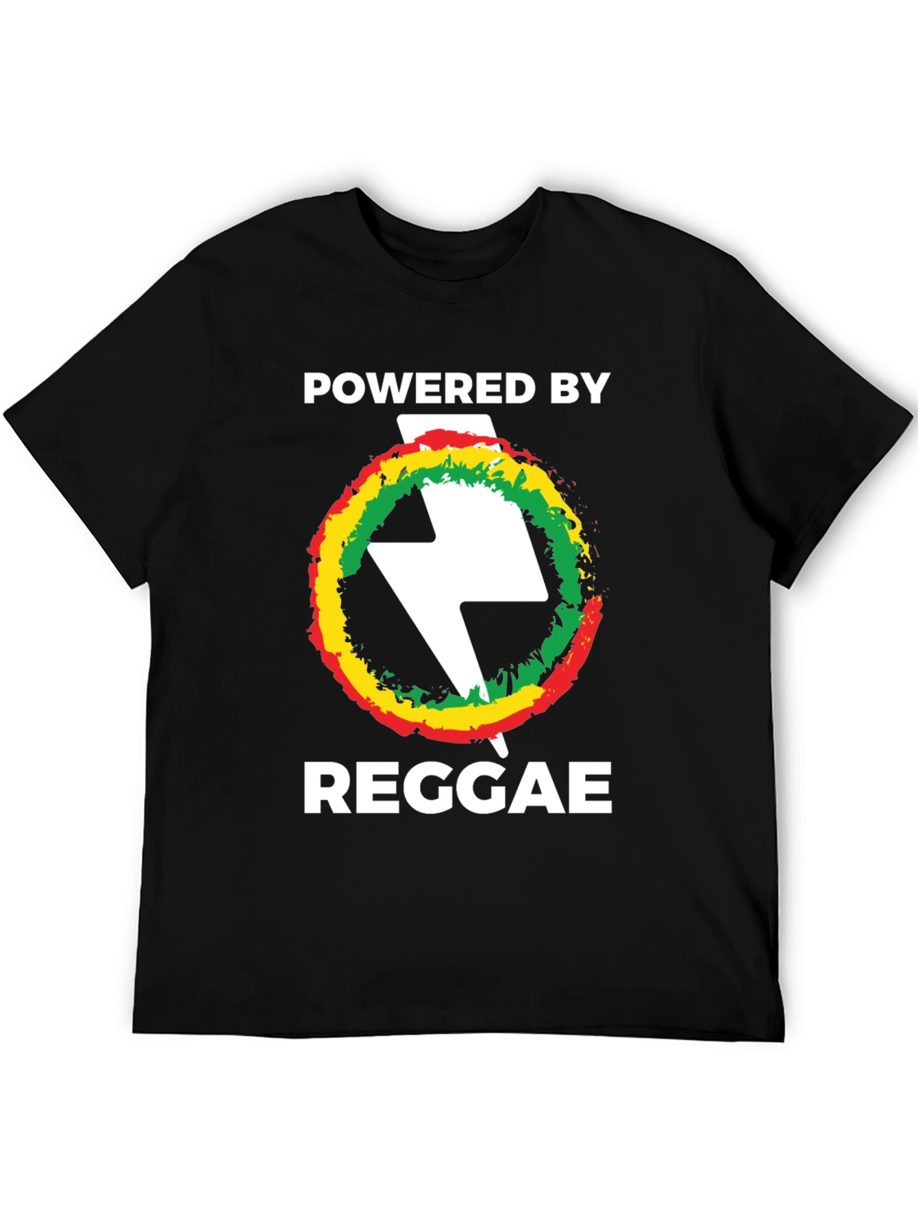 Black Powered By Reggae T-Shirt Black Cotton view 5