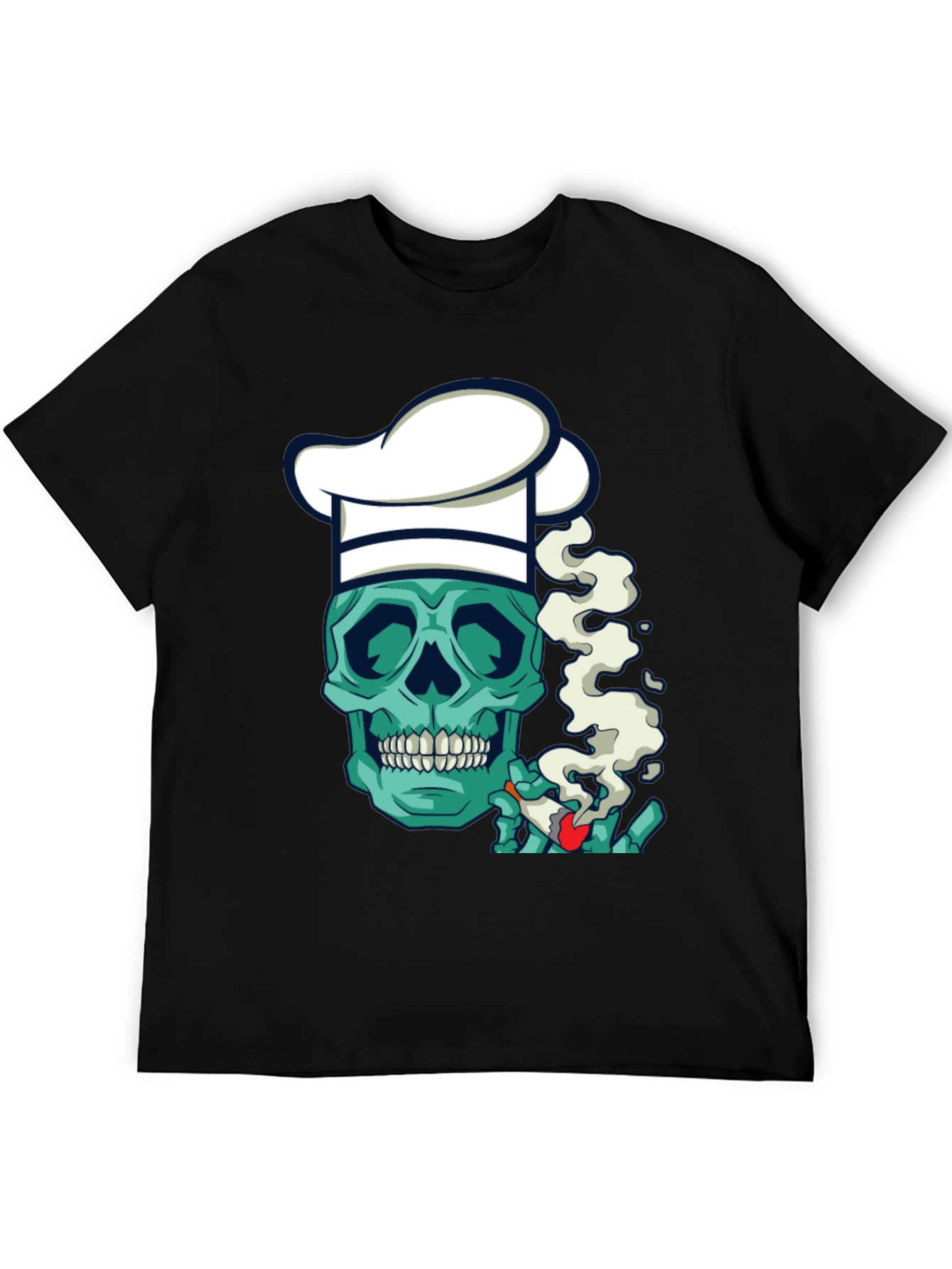 Black Chef Skull Smoker T-Shirt - Cool Graphic Tee view 5
