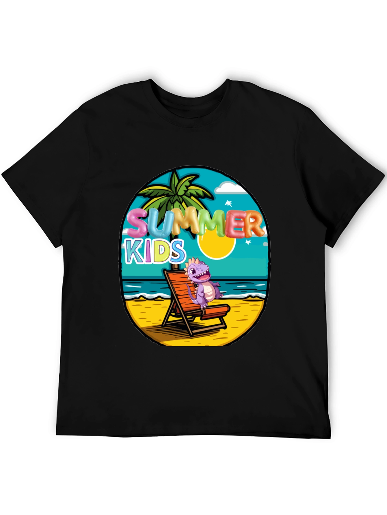 Black Summer Kids Beach T-Shirt view 5