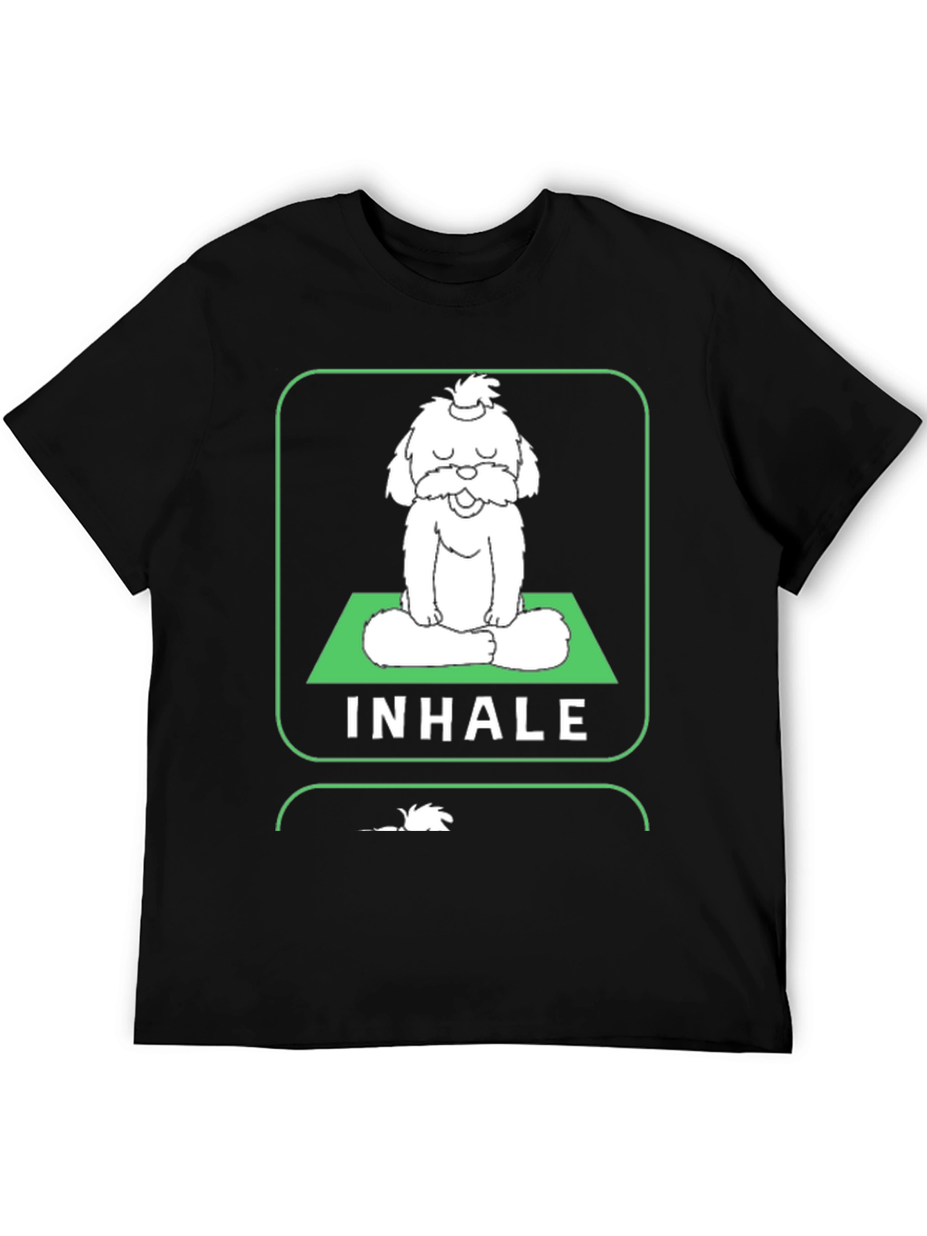 Black Meditating Dog Graphic Tee - Inhale, Exhale, Relax view 5