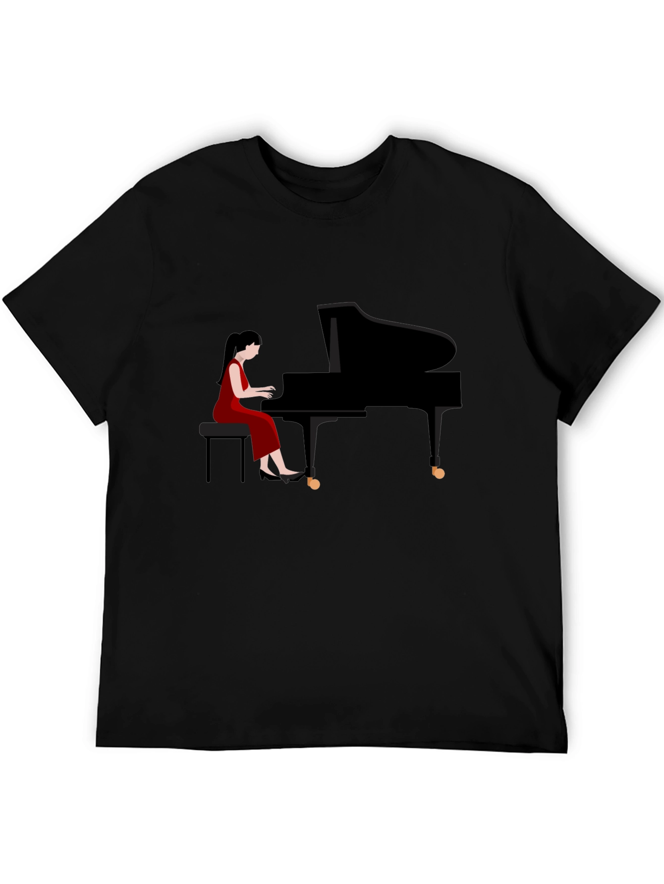 Black Piano Player Graphic Tee - Stylish Musician T-Shirt view 5