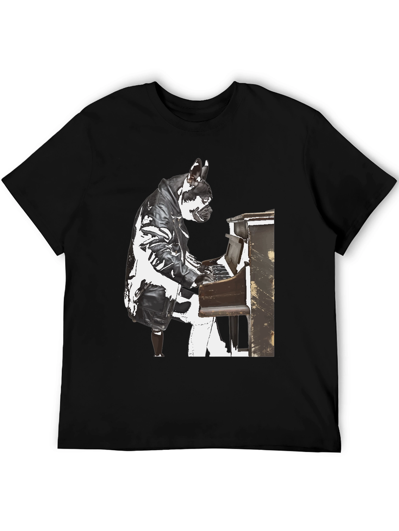 Black Piano Dog T-Shirt - Quirky Style view 5