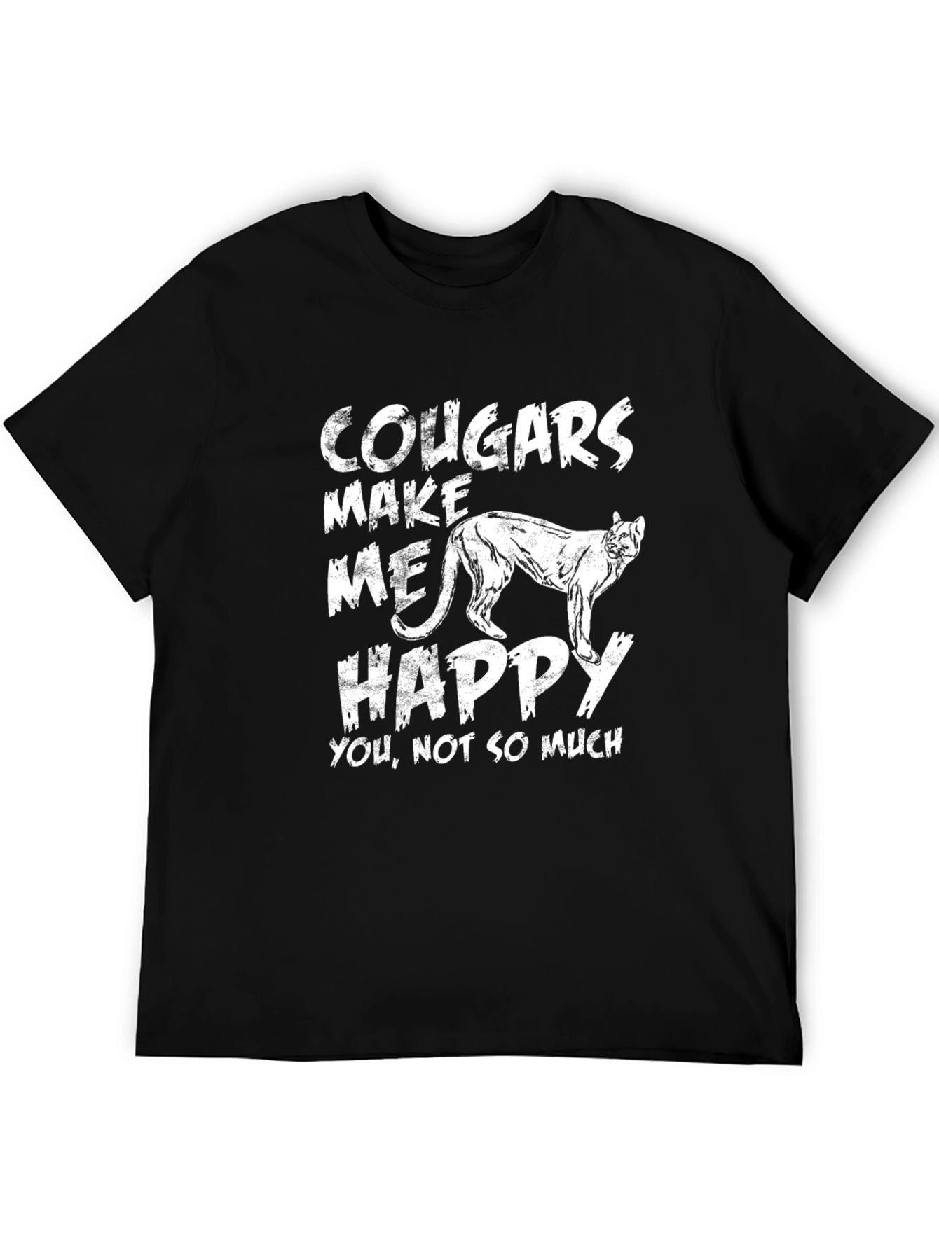 Black Cougars Make Me Happy Graphic T-Shirt view 5