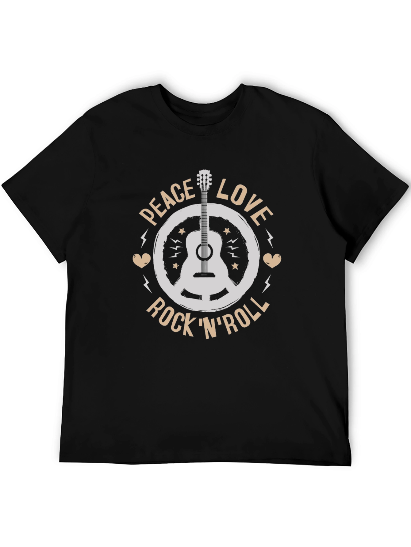 Black Peace Love Rock 'N' Roll Graphic Tee view 5