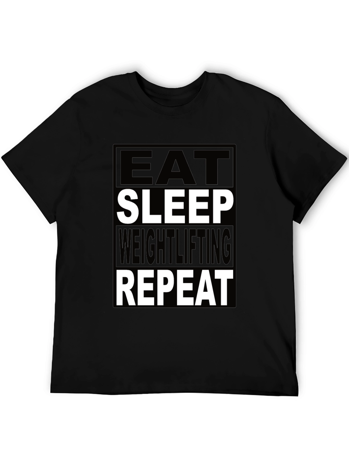 Black Eat Sleep Weightlifting Repeat Black T-Shirt view 5