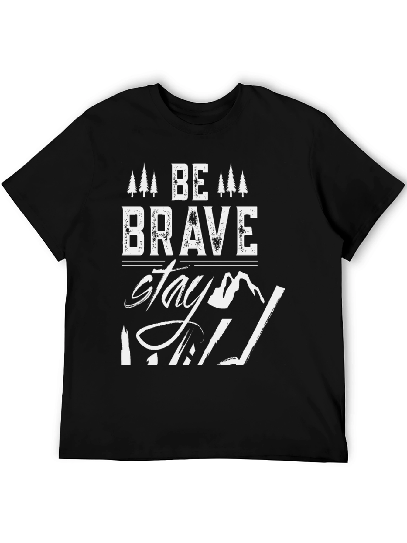 Black Be Brave Stay Wild Graphic T-Shirt view 5