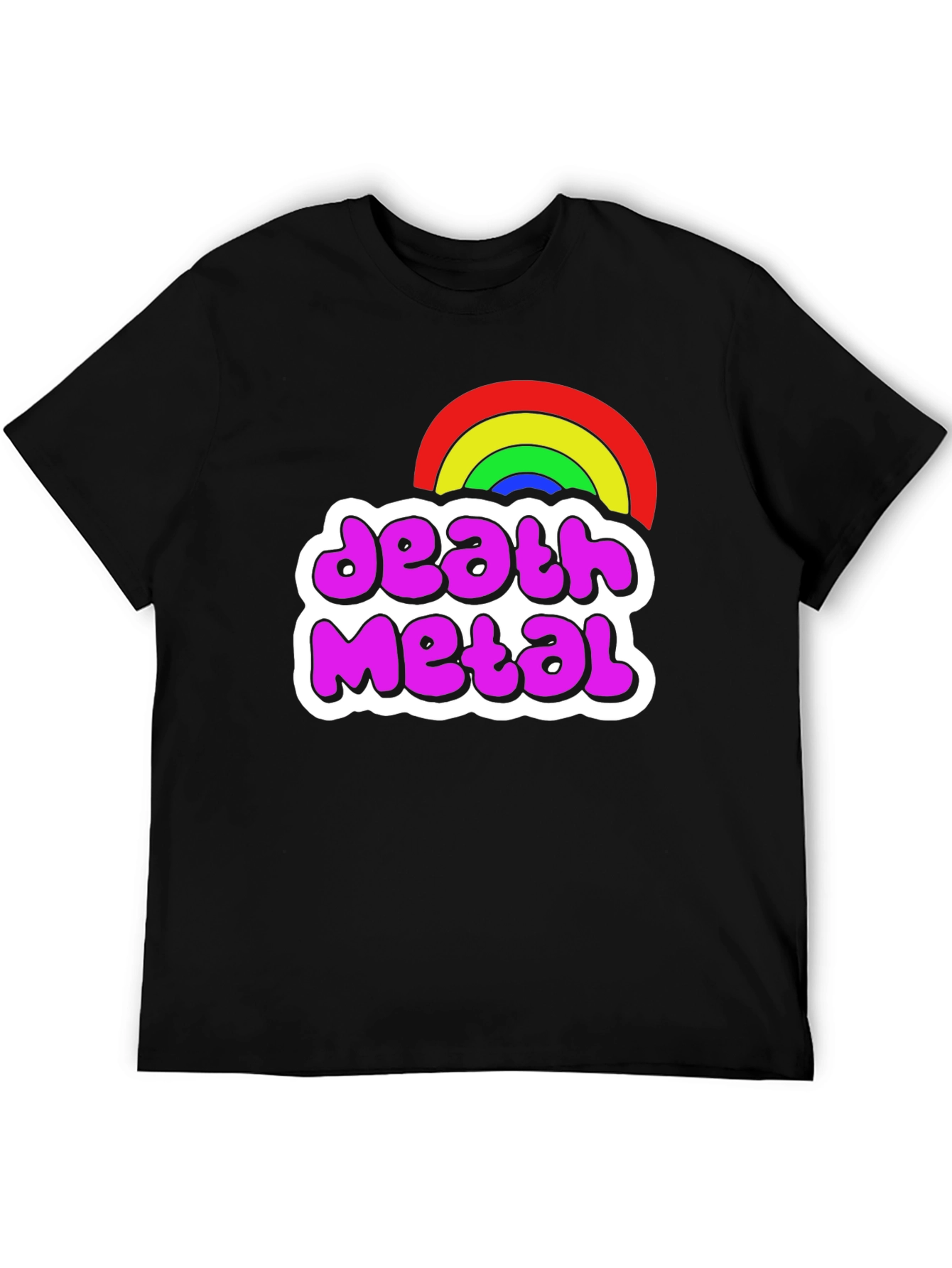 Black Death Metal Rainbow T-Shirt - Soft Cotton Tee view 5