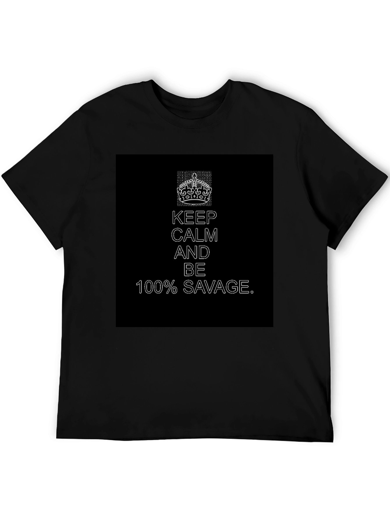 Black Keep Calm 100% Savage Graphic Tee - Black view 5
