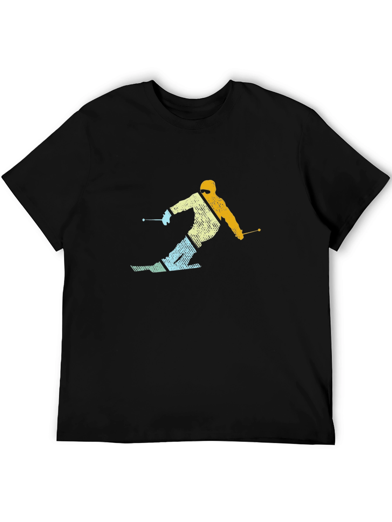 Black Retro Skier Graphic Black T-Shirt view 5
