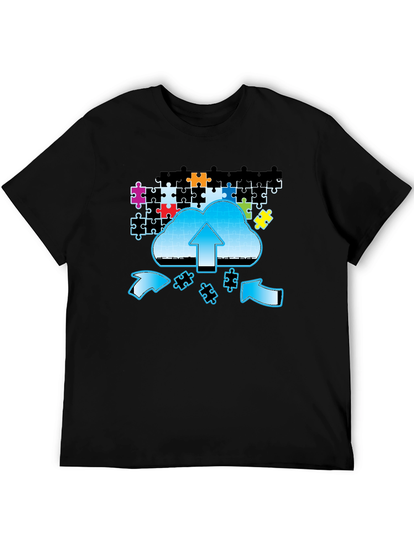 Black Cloud Puzzle Upload Graphic T-Shirt view 5