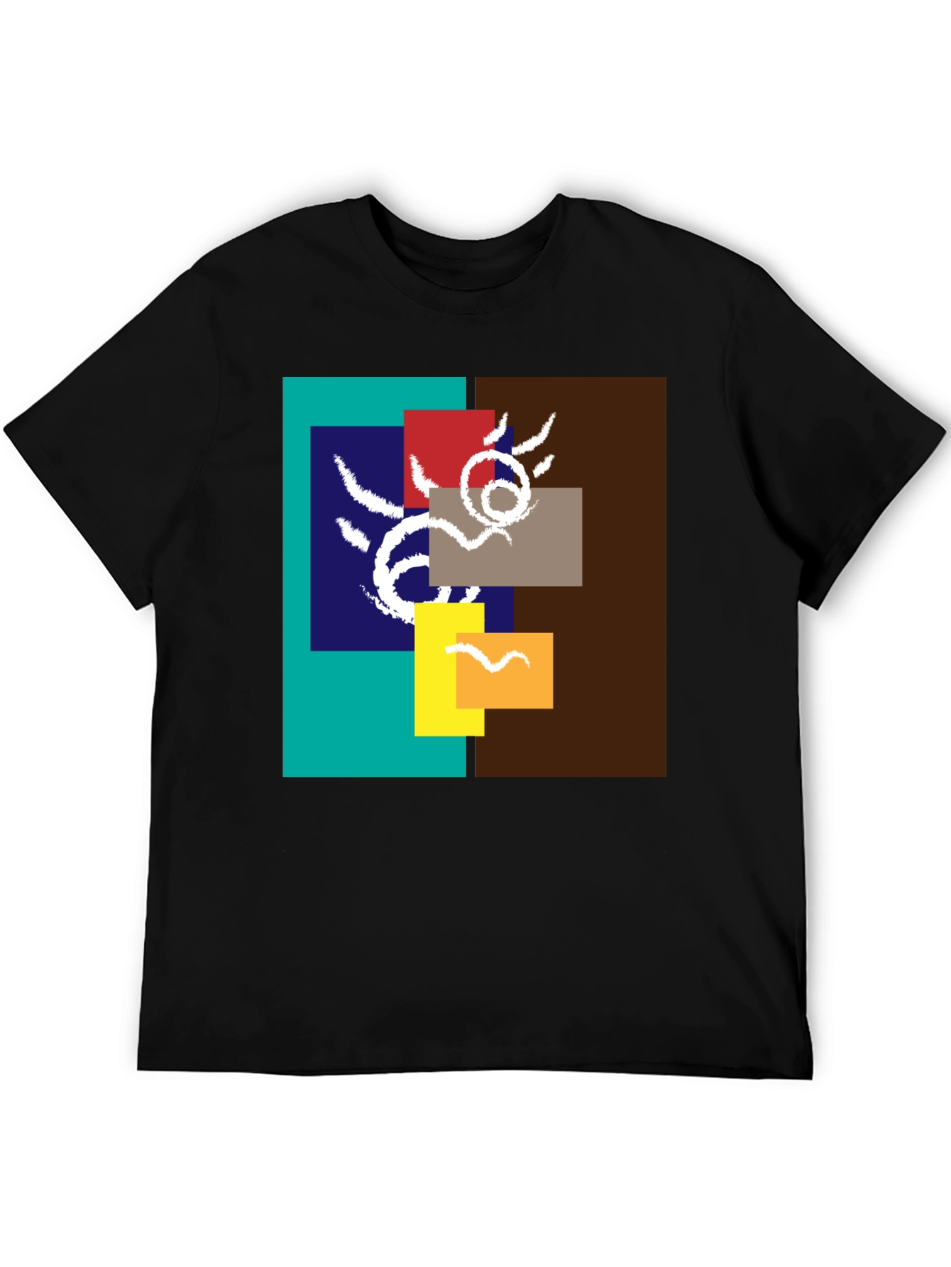 Black Abstract Graphic Print Crew Neck Tee view 5