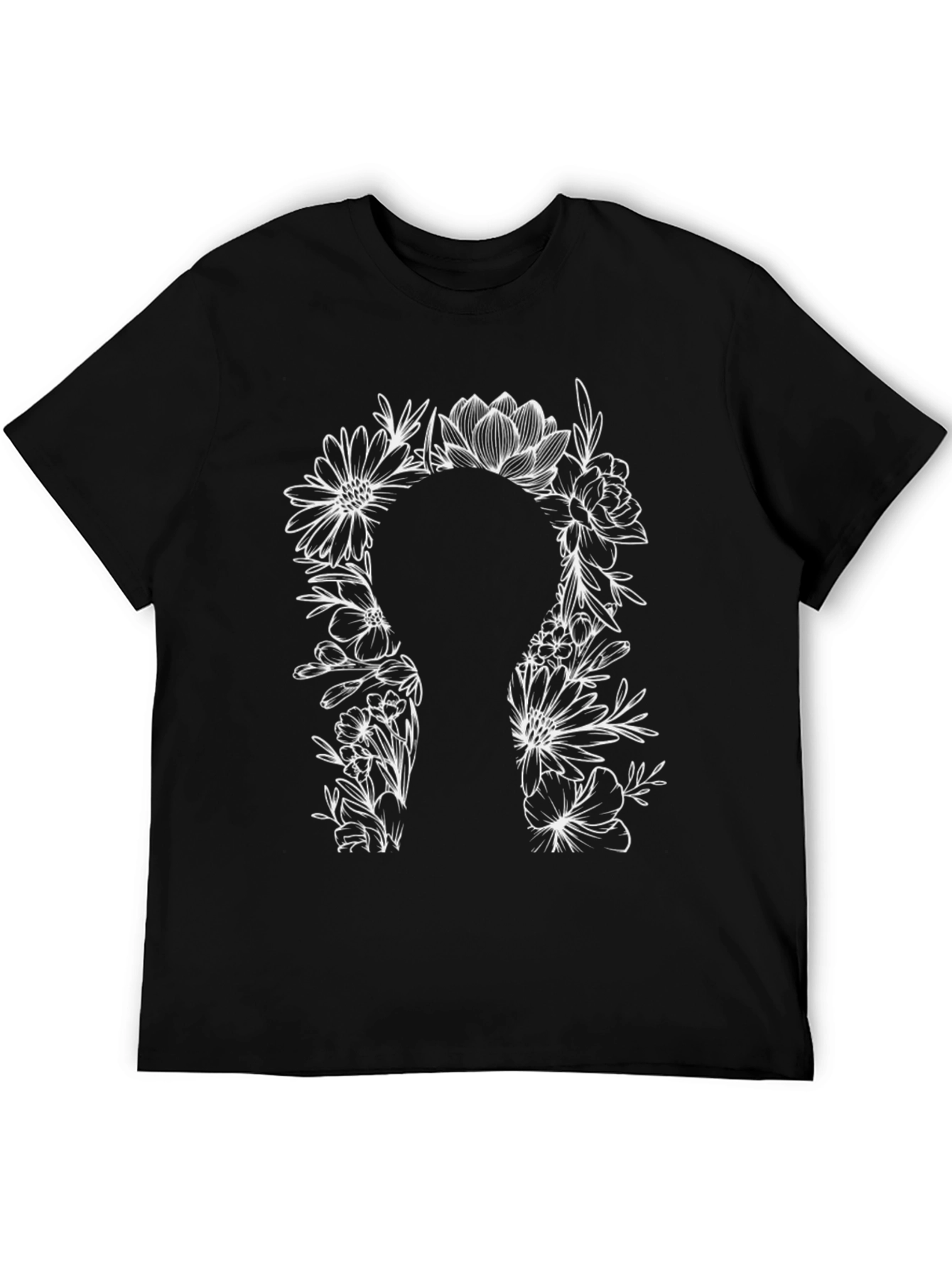 Black Floral Keyhole Black T-Shirt view 5
