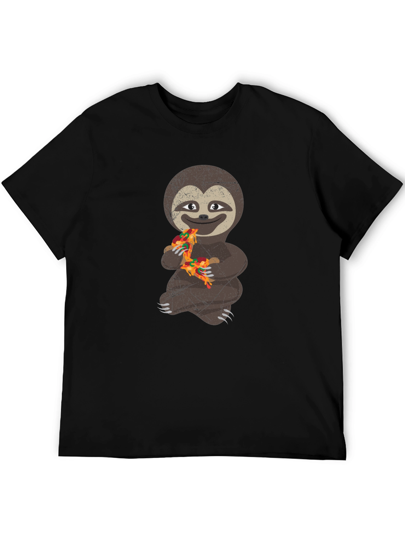 Black Sloth Pizza Lover T-Shirt - Funny Graphic Tee view 5