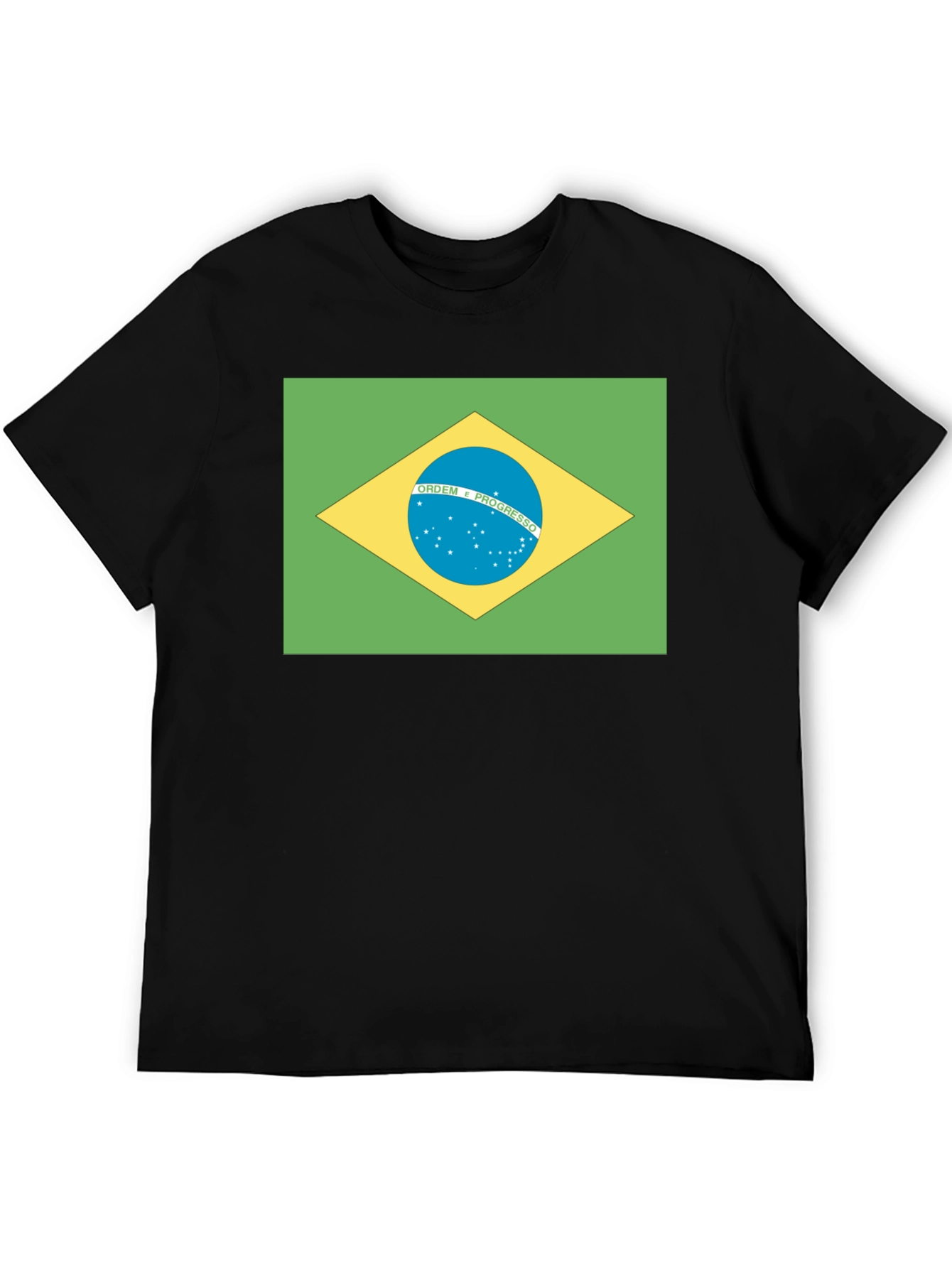 Black Brazil Flag T-Shirt - Black Crew Neck Tee view 5