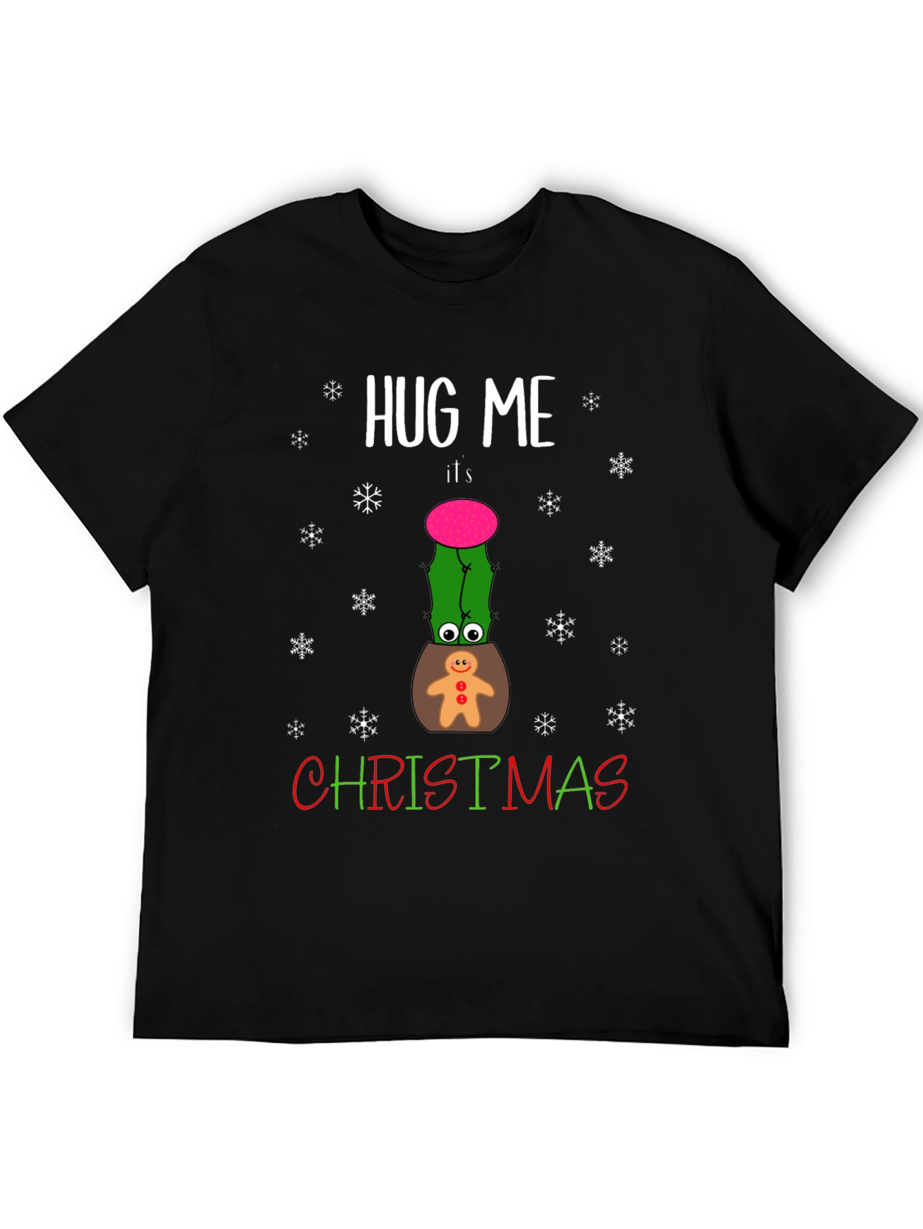 Hug Me Christmas Cactus Graphic T-Shirt - 5