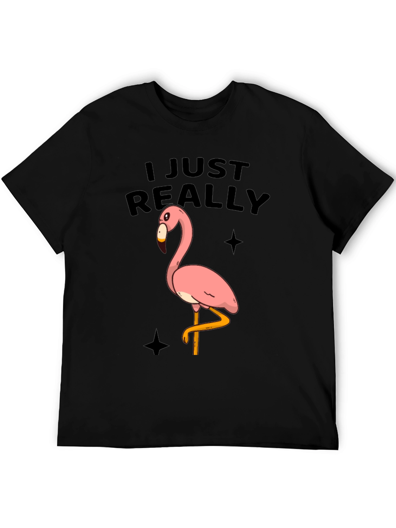 Black Funny Flamingo Graphic Tee - Just Really Love Flamingos view 5