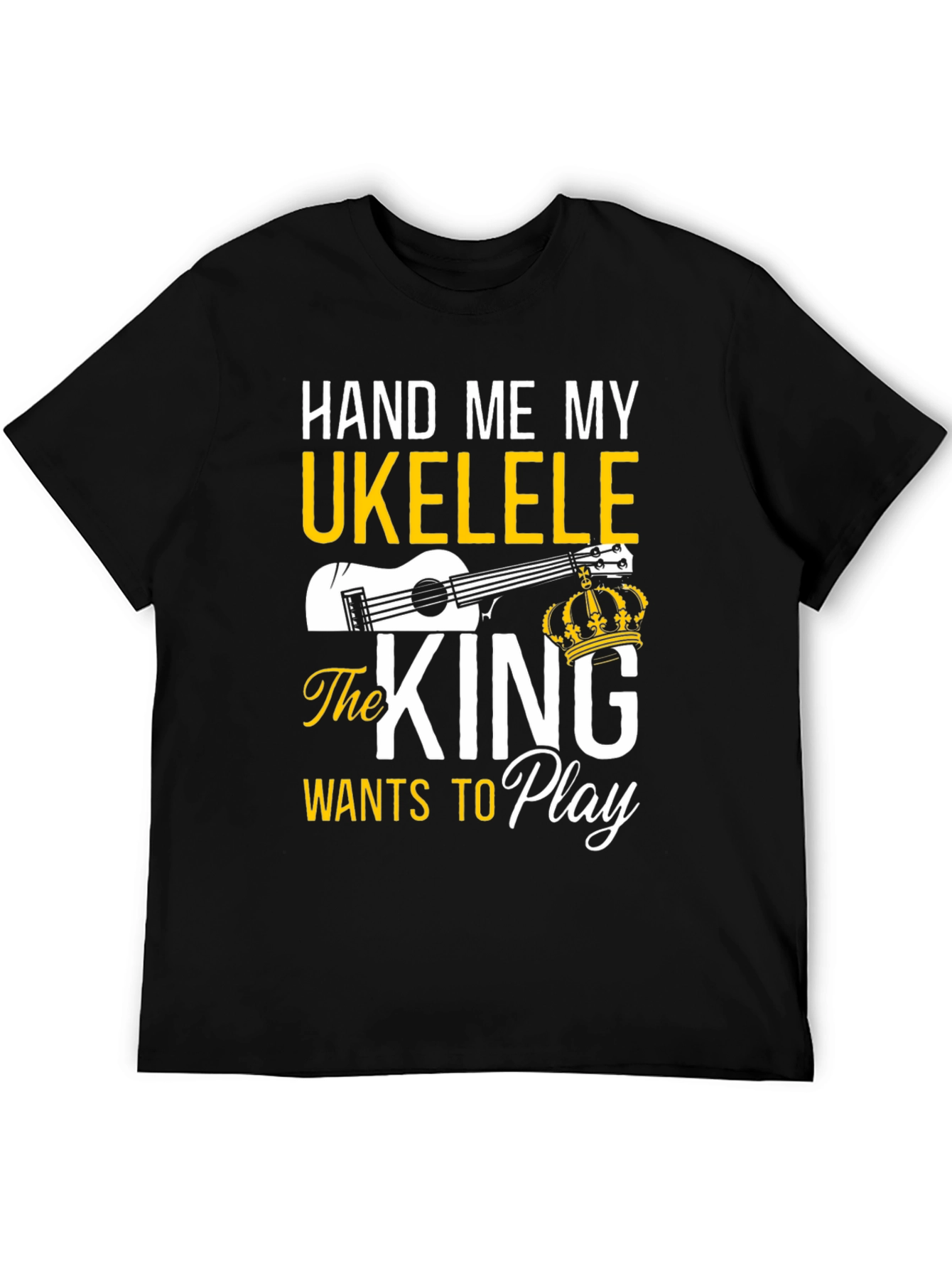 Black Hand Me My Ukulele - King T-Shirt view 5