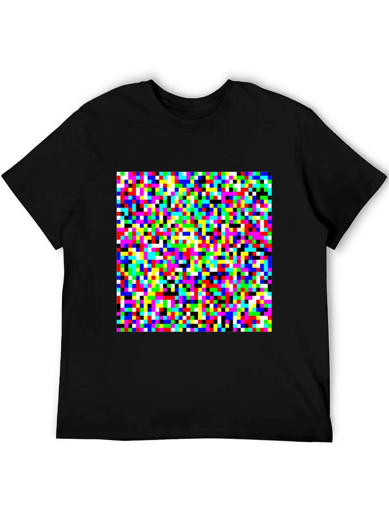 Black Pixelated Color Block Graphic Tee - Unique Design view 5