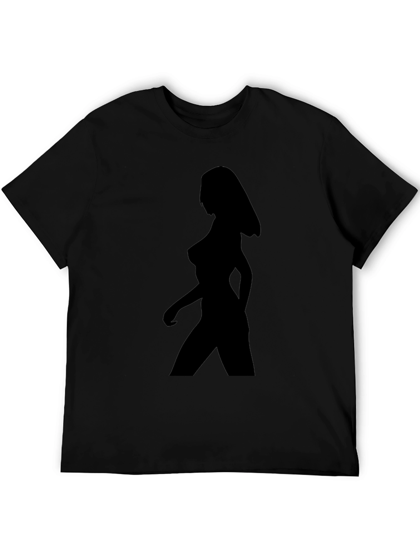 Black Silhouette Woman Graphic T-Shirt - Black Unisex Tee view 5